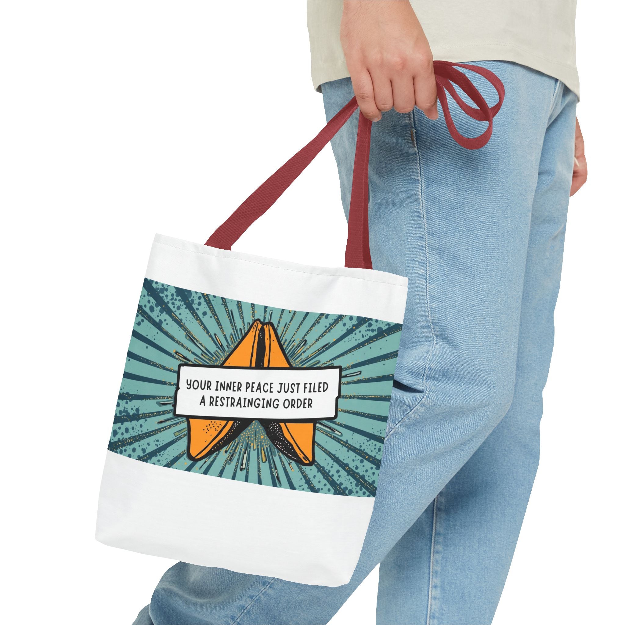 Funny Quote Tote Bag, Humorous Shopping Bag, Gift for Friends, Tote with Restraining Order Theme, Sassy Reusable Bag