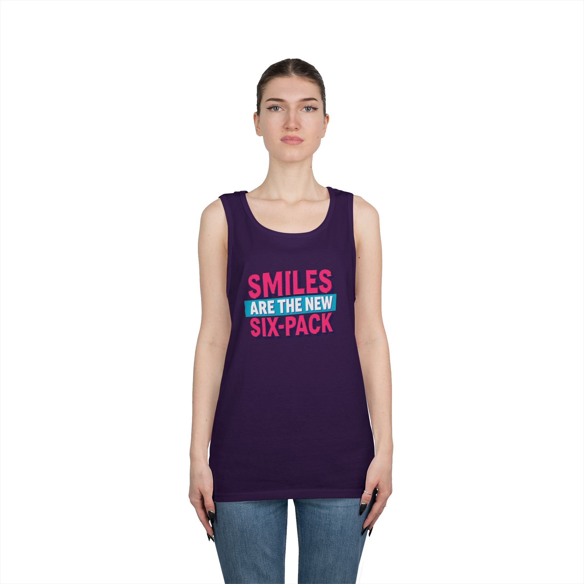 Smiles are the new Six Pack - Unisex Heavy Cotton Tank Top
