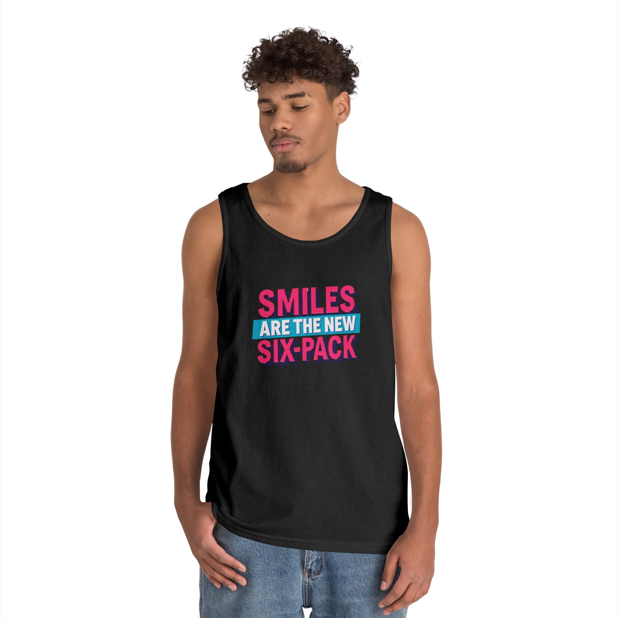 Smiles are the new Six Pack - Unisex Heavy Cotton Tank Top