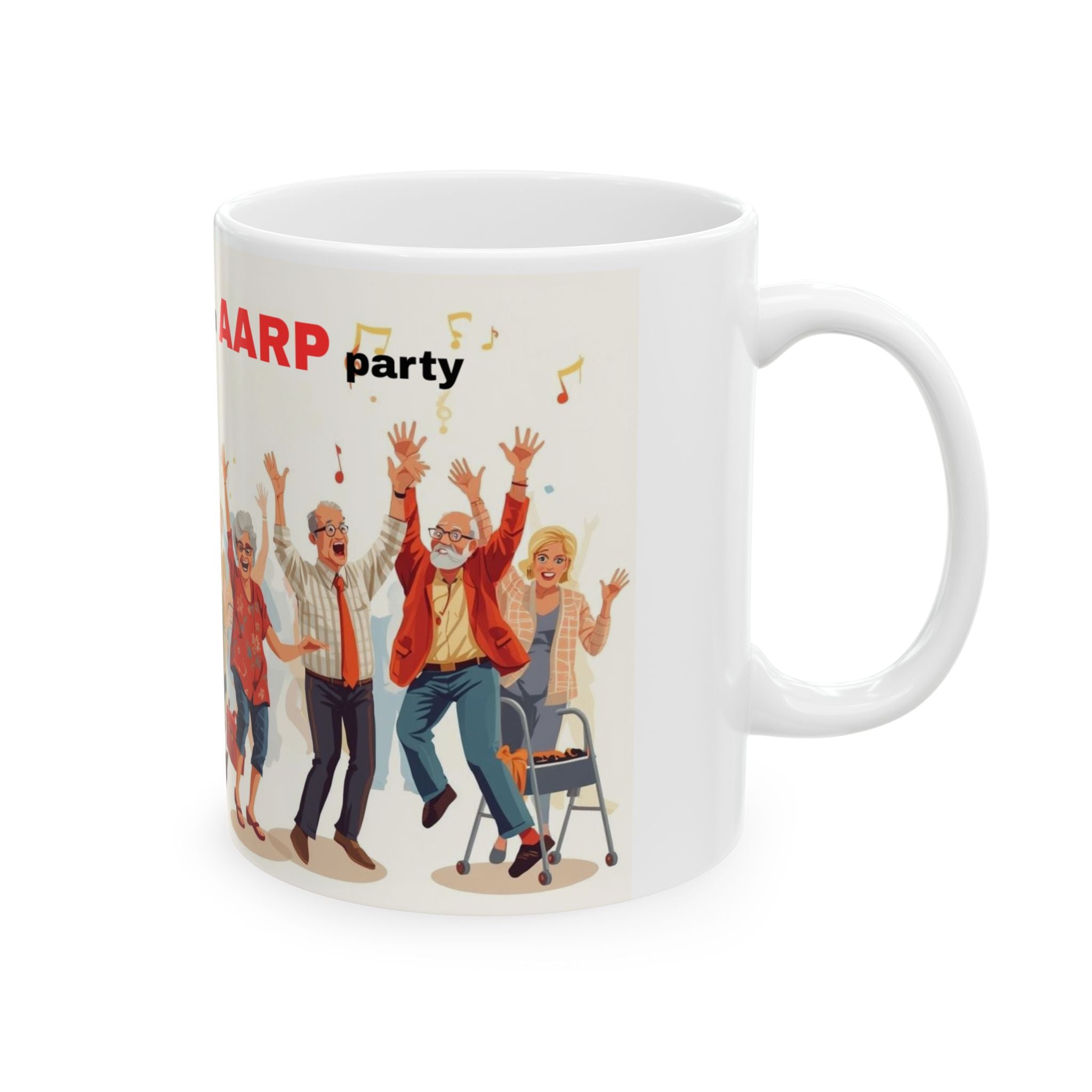 Party-Themed Ceramic Mug, Funny AARP Gift, Celebration Coffee Cup, Aging with Attitude, Retirement Humor Mug, Fun Birthday Present