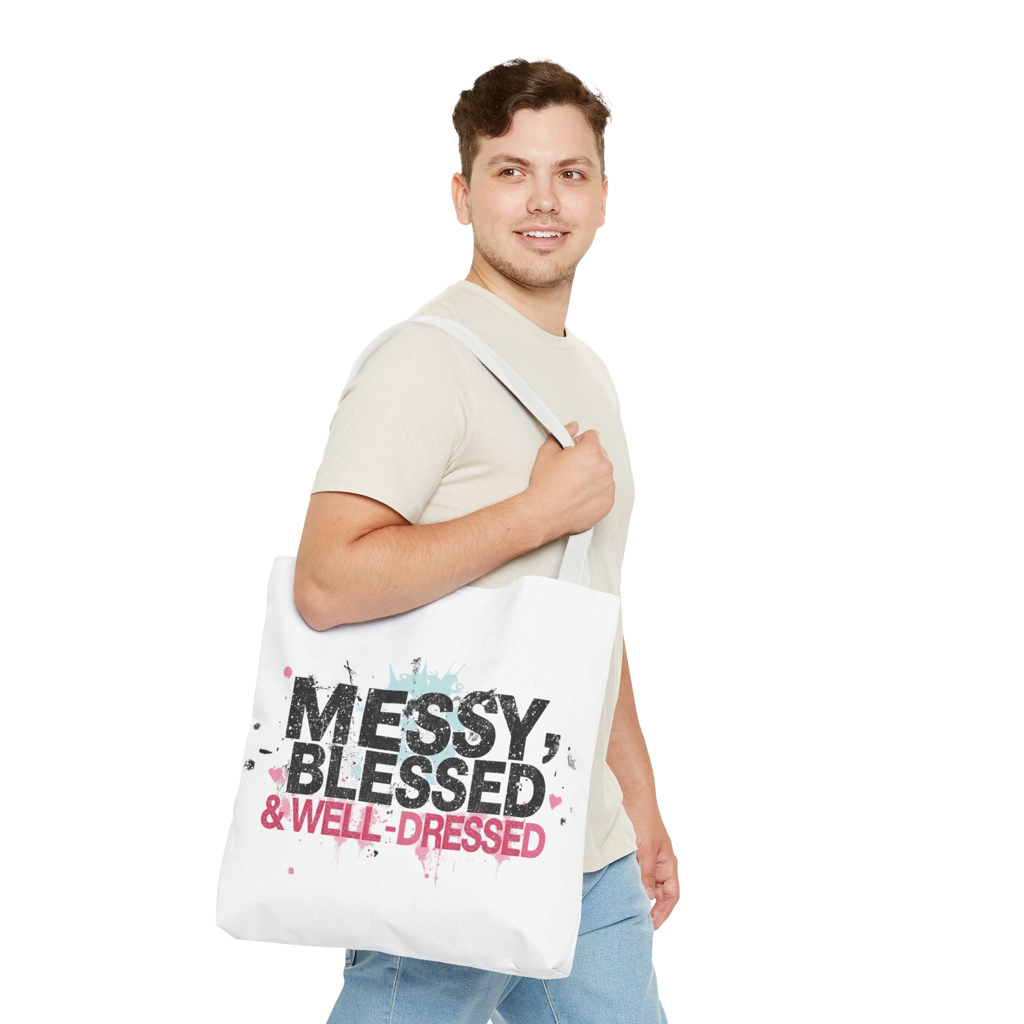 Messy, Blessed & Well-Dressed Tote Bag - Stylish Everyday Companion for Moms, Gifts, Shopping, Beach, Travel