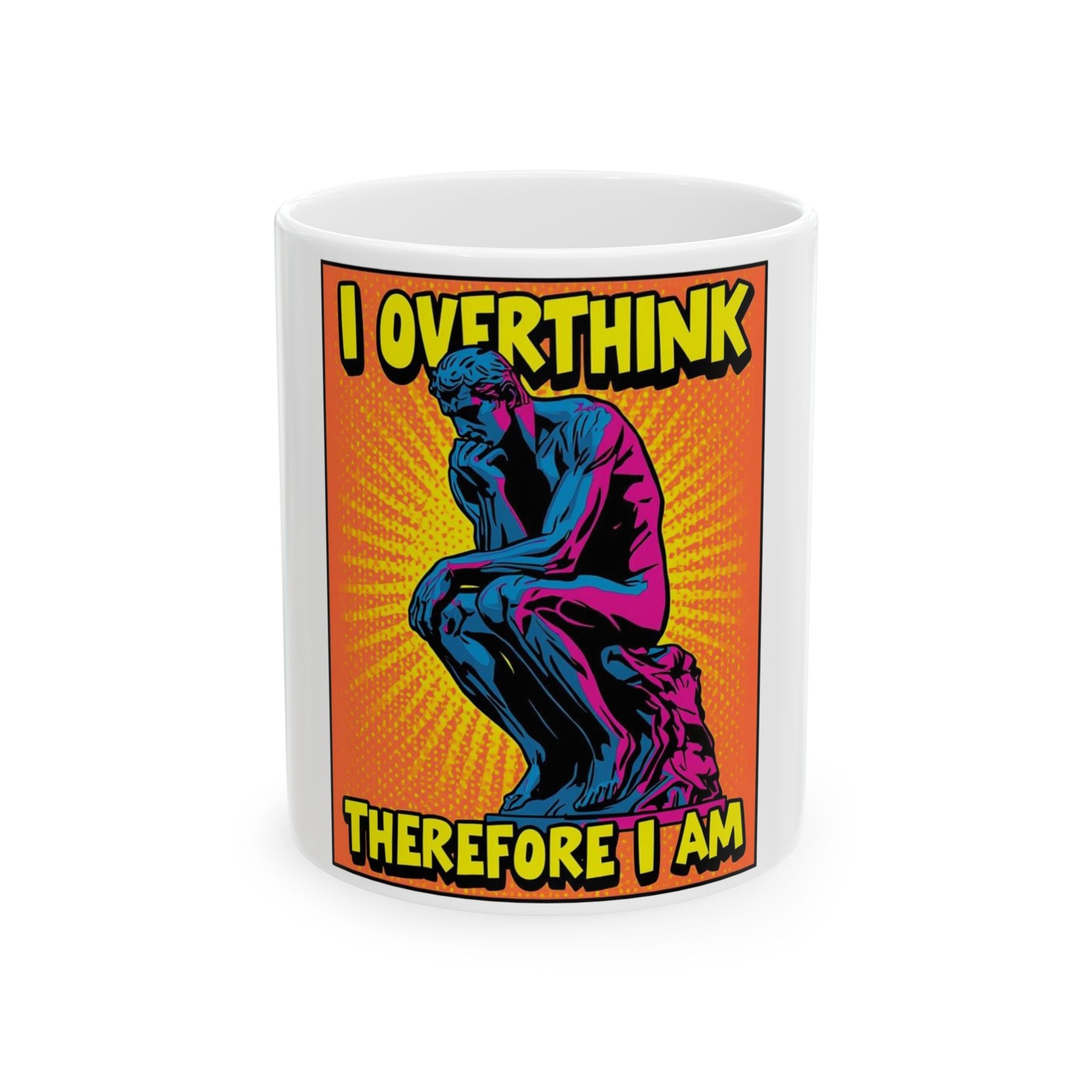 Thinker Overthinker Ceramic Mug - Coffee Cup for Deep Thinkers, Funny Gift, Philosopher Mug, Unique Office Decor