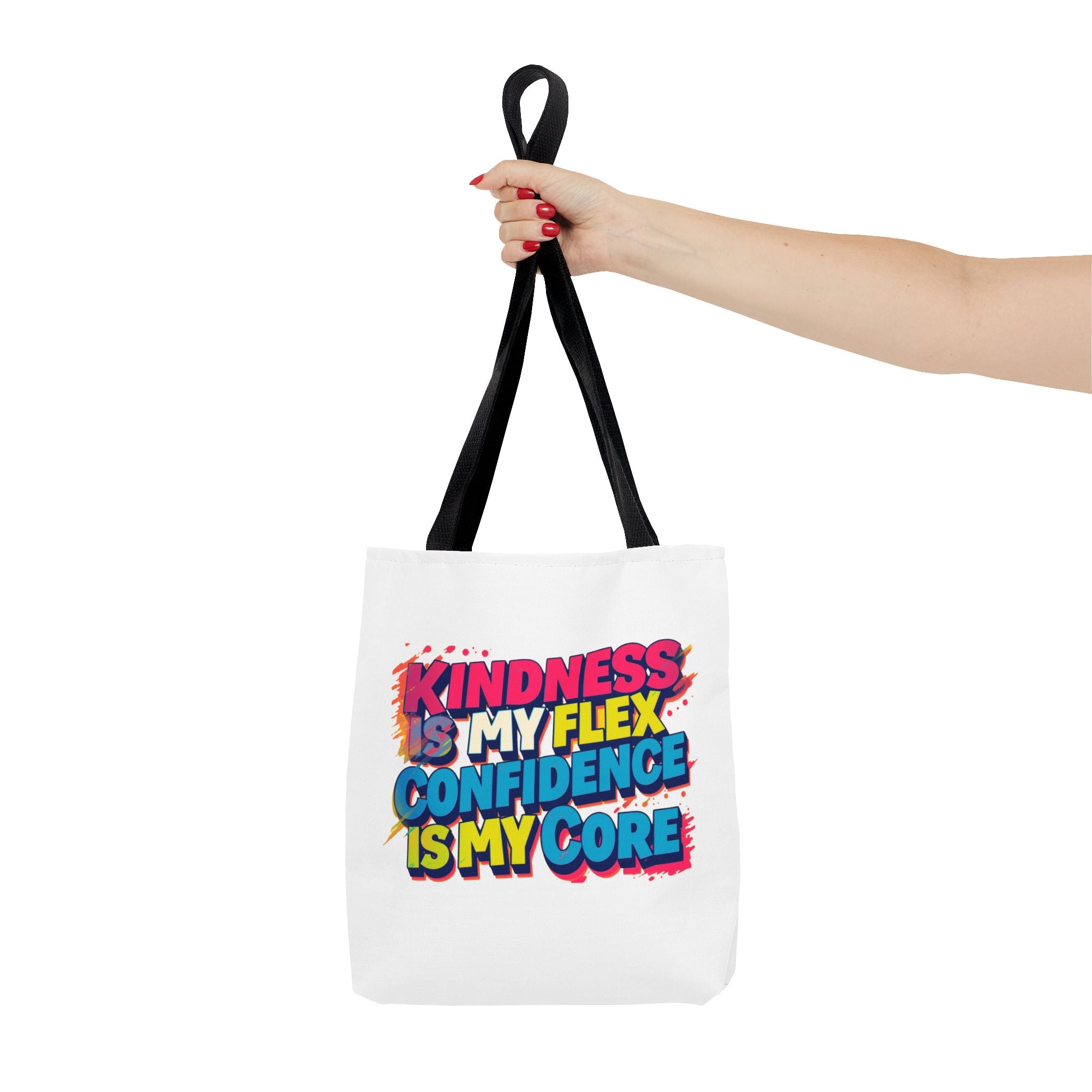 Confidence & Kindness Tote Bag - Motivational AOP Carryall for Every Day, Gift for Friends, Mindfulness, Affirmation, Eco-Friendly