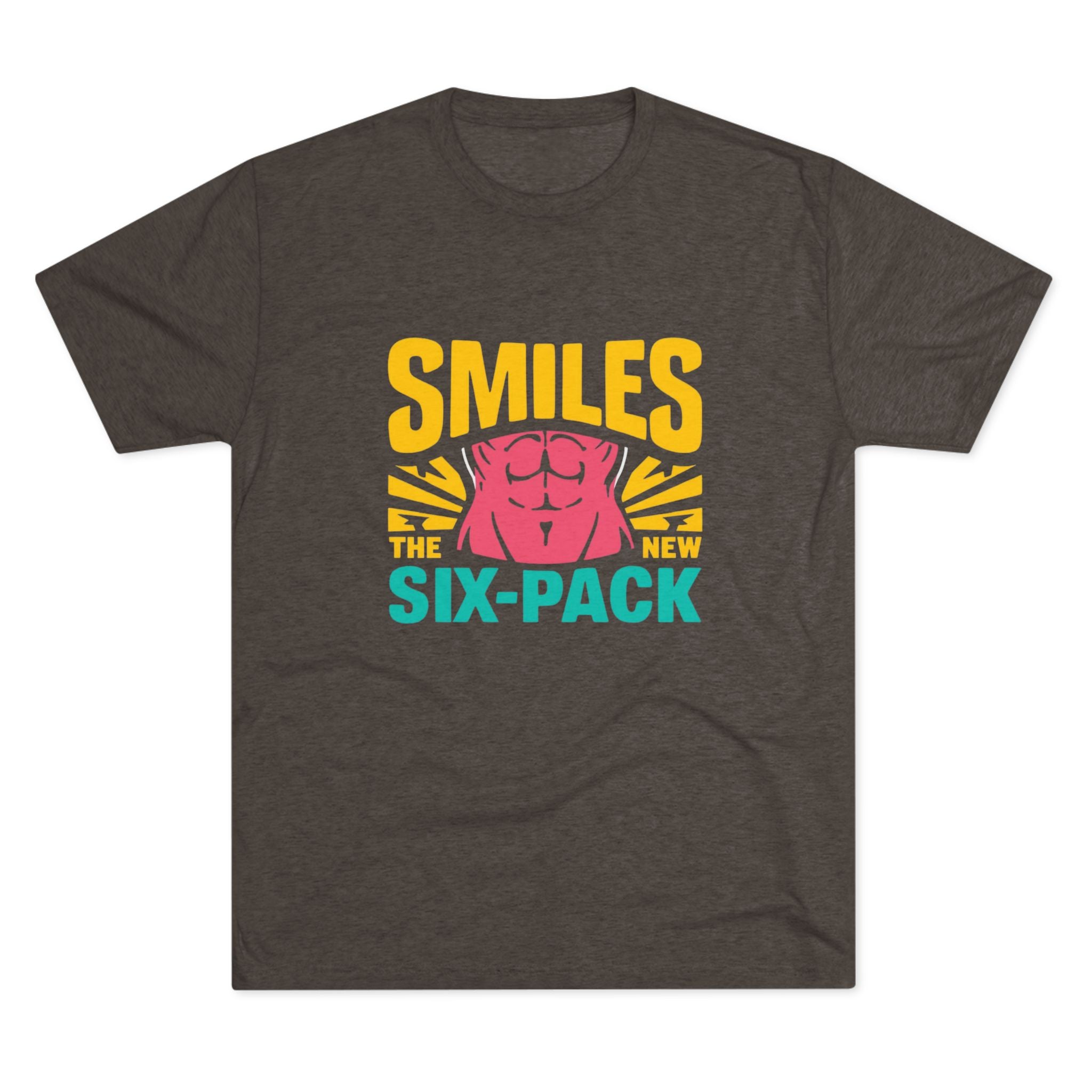 Smiles Six-Pack Tri-Blend Tee - Fun T-Shirt for Fitness Lovers, Workout Motivation, Funny Gift, Casual Wear, Birthday Present