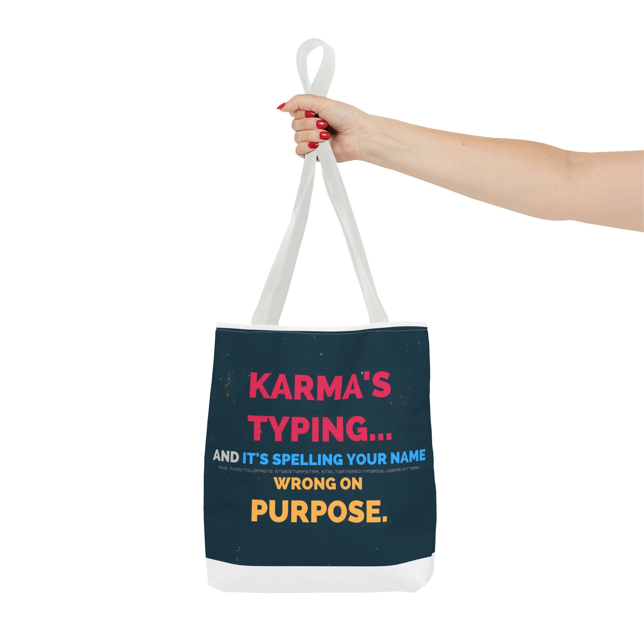 Karma Typing Tote Bag - Fun & Quirky Gift for Friends, Beach, Shopping, Eco-Friendly, Humor, Everyday Use
