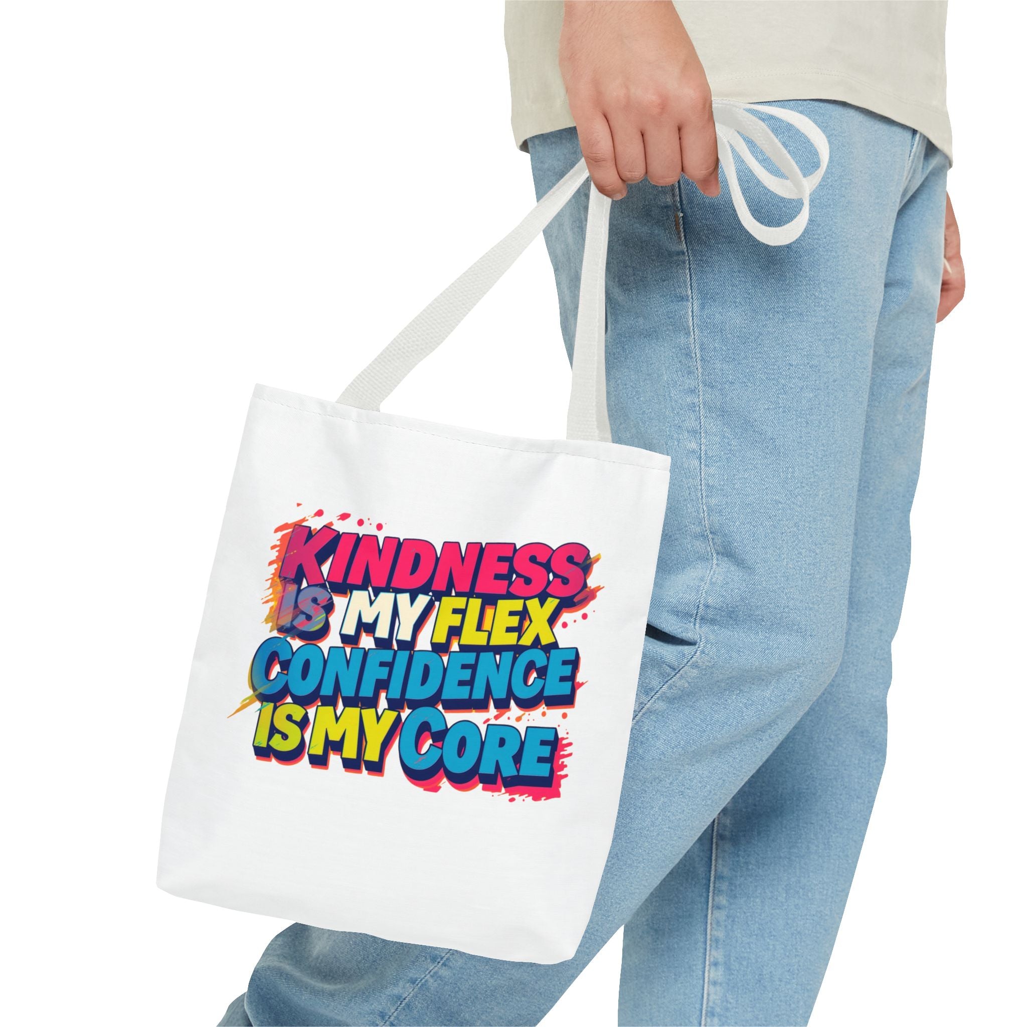Confidence & Kindness Tote Bag - Motivational AOP Carryall for Every Day, Gift for Friends, Mindfulness, Affirmation, Eco-Friendly