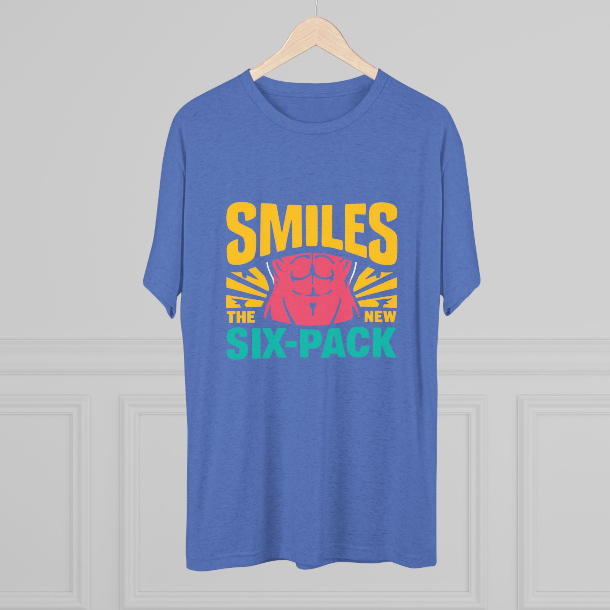 Smiles Six-Pack Tri-Blend Tee - Fun T-Shirt for Fitness Lovers, Workout Motivation, Funny Gift, Casual Wear, Birthday Present