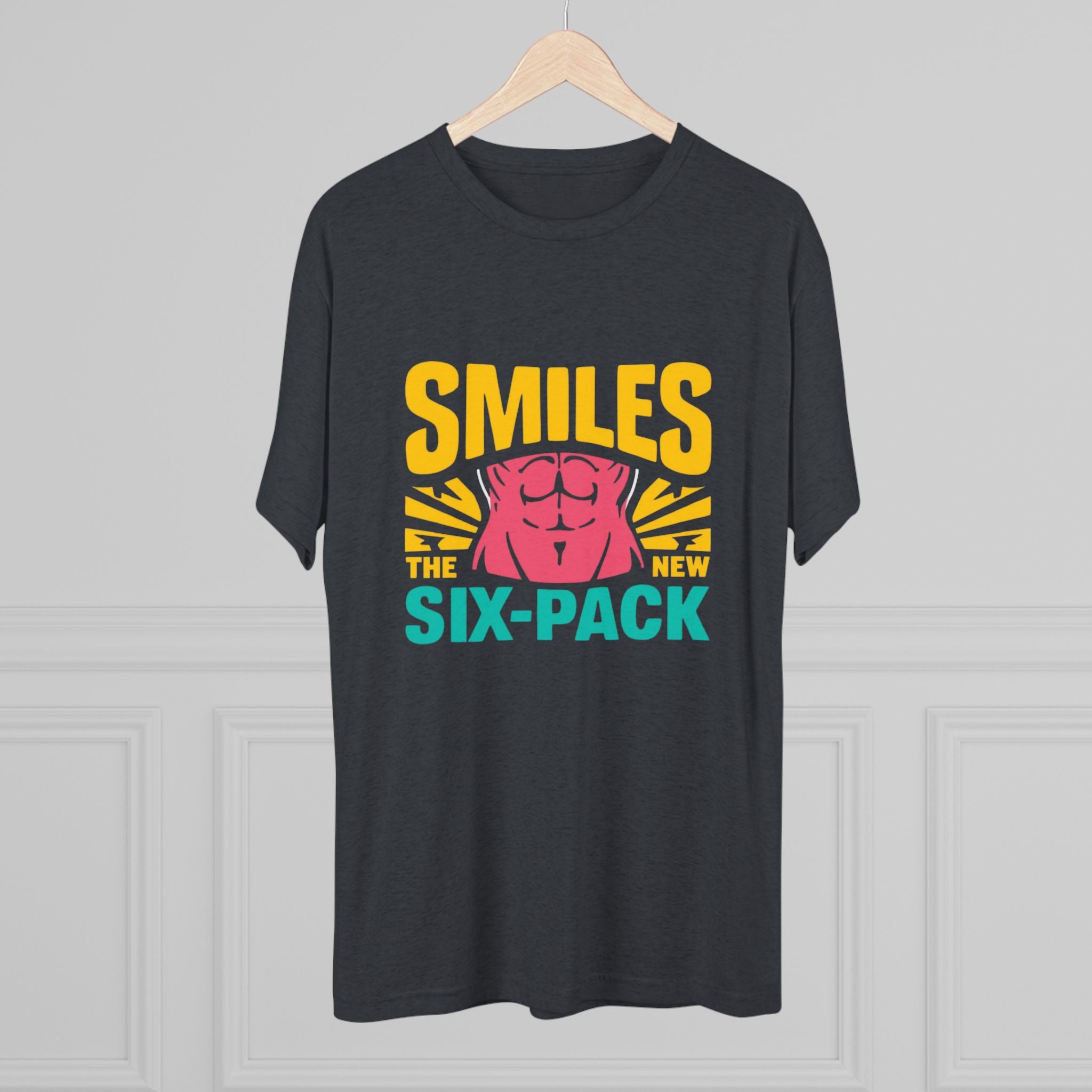 Smiles Six-Pack Tri-Blend Tee - Fun T-Shirt for Fitness Lovers, Workout Motivation, Funny Gift, Casual Wear, Birthday Present