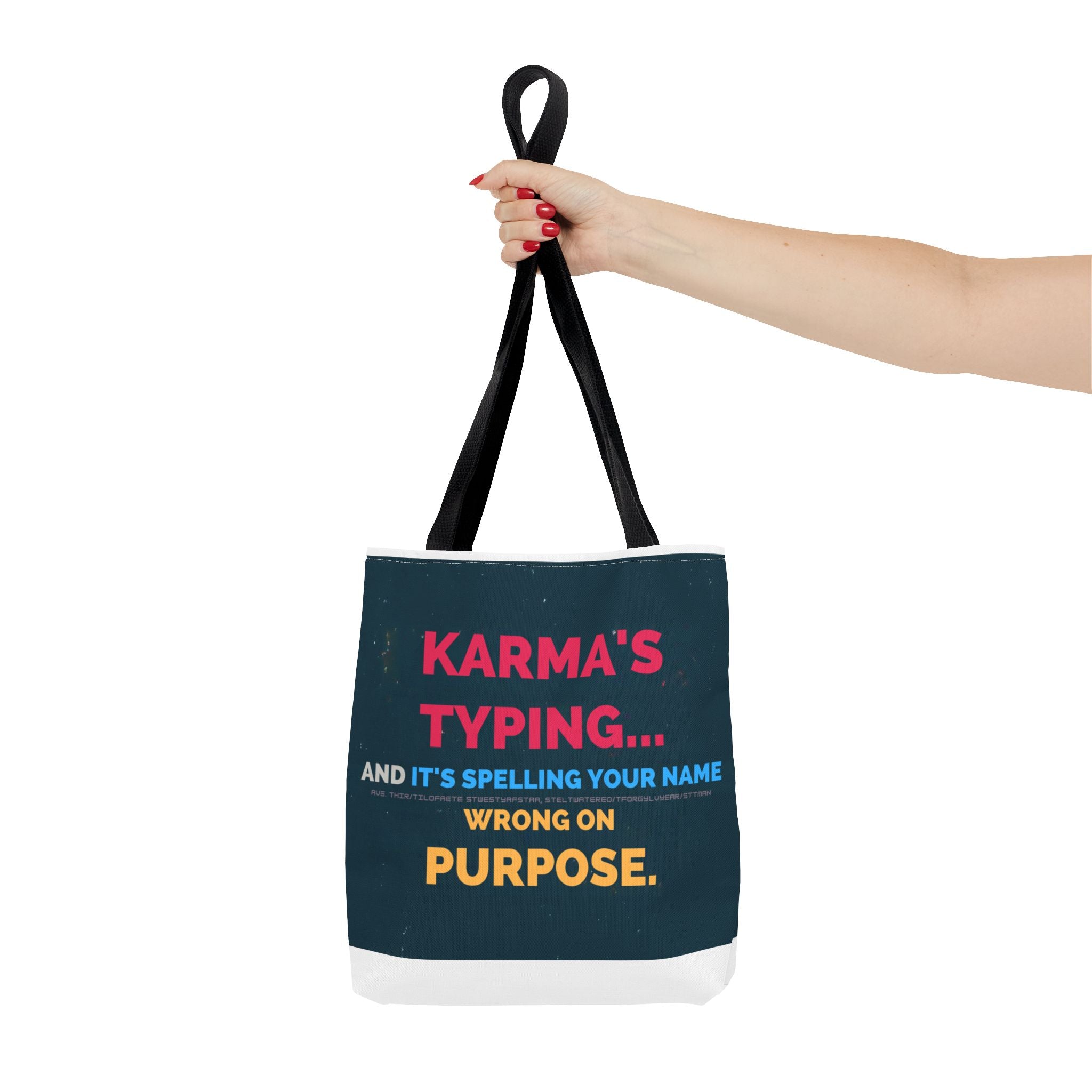 Karma Typing Tote Bag - Fun & Quirky Gift for Friends, Beach, Shopping, Eco-Friendly, Humor, Everyday Use