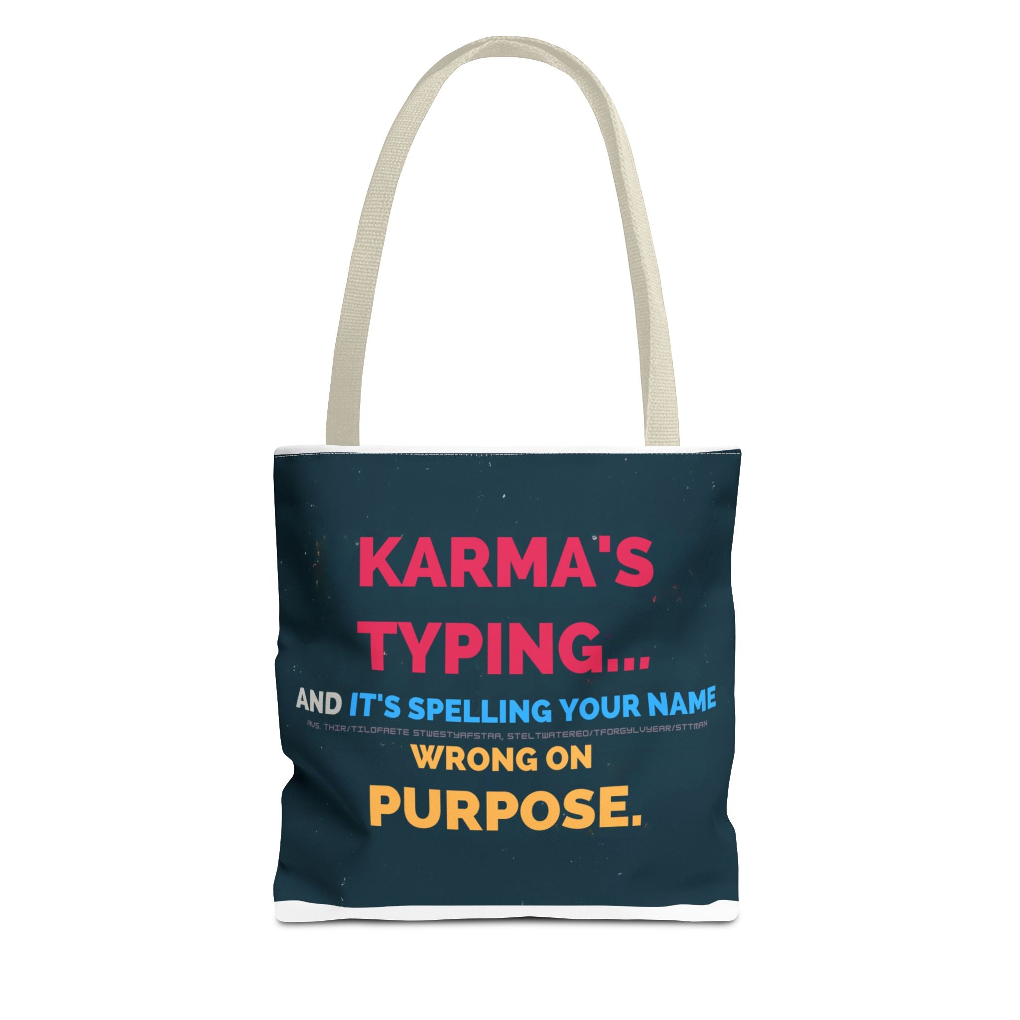 Karma Typing Tote Bag - Fun & Quirky Gift for Friends, Beach, Shopping, Eco-Friendly, Humor, Everyday Use