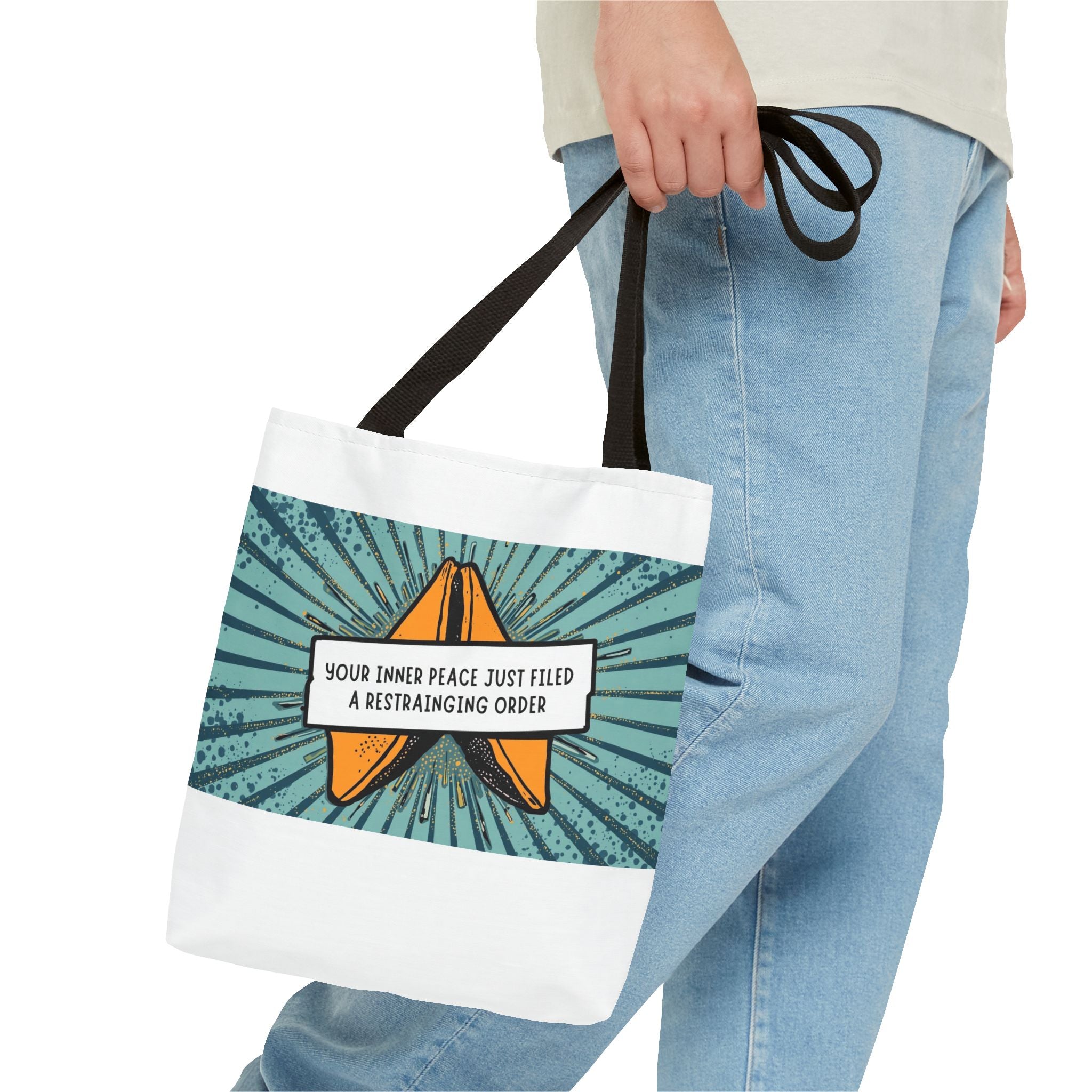 Funny Quote Tote Bag, Humorous Shopping Bag, Gift for Friends, Tote with Restraining Order Theme, Sassy Reusable Bag