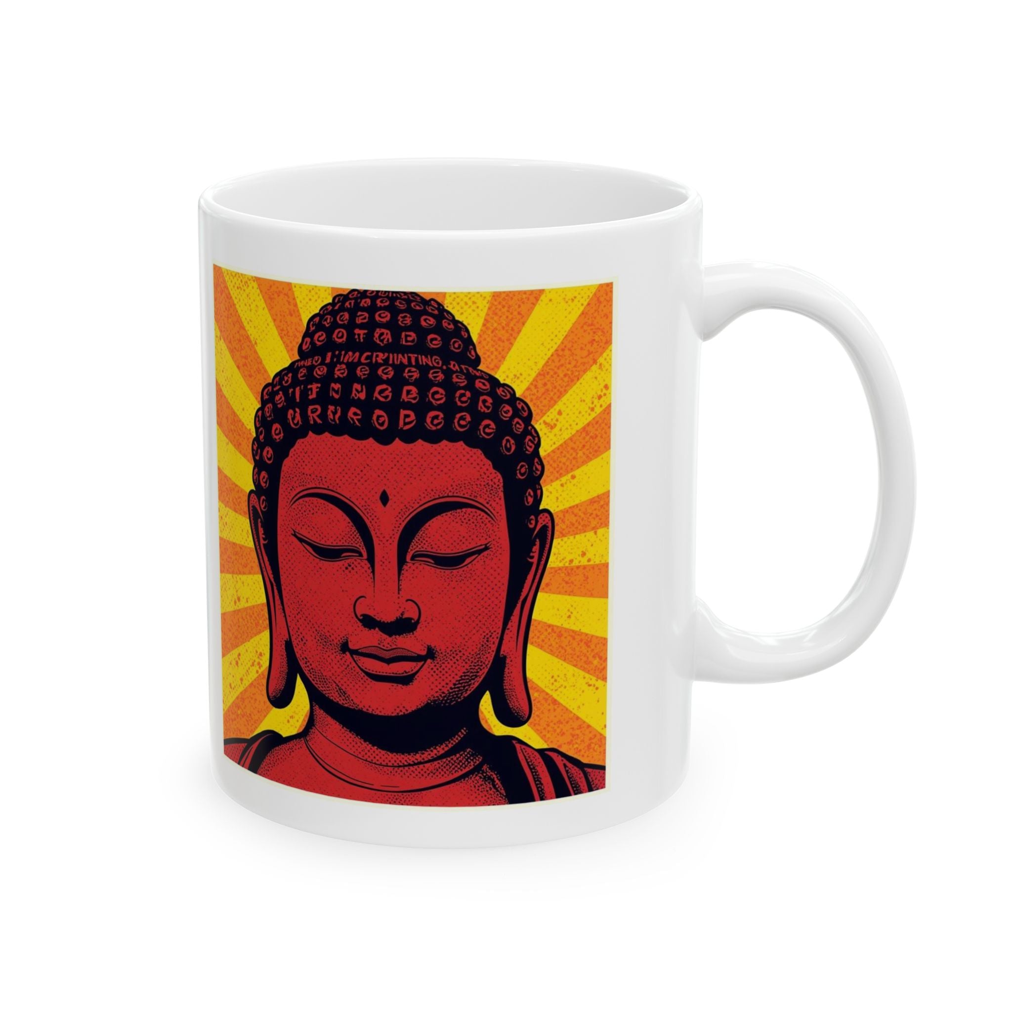 Vibrant Buddha Ceramic Mug - Colorful Coffee Cup for Mindfulness, Meditation, Yoga Lovers, Unique Gift for Spirituality