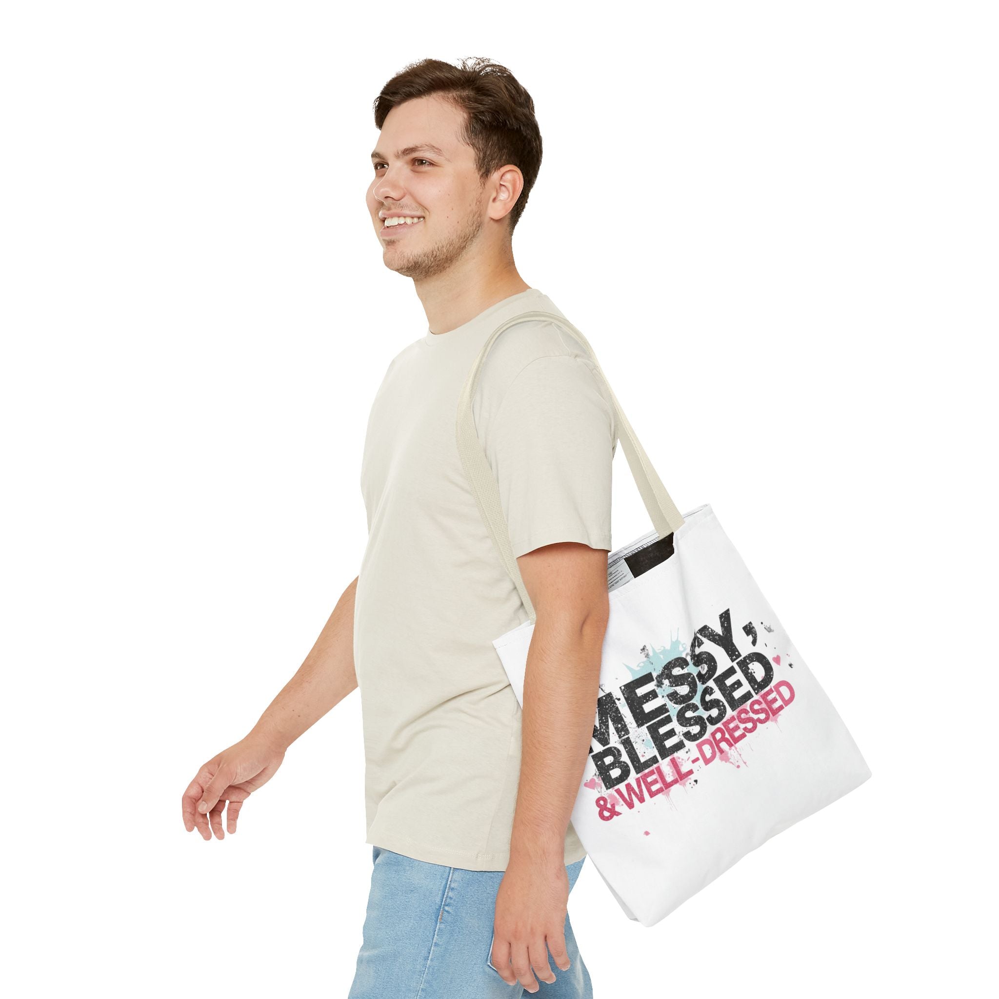 Messy, Blessed & Well-Dressed Tote Bag - Stylish Everyday Companion for Moms, Gifts, Shopping, Beach, Travel