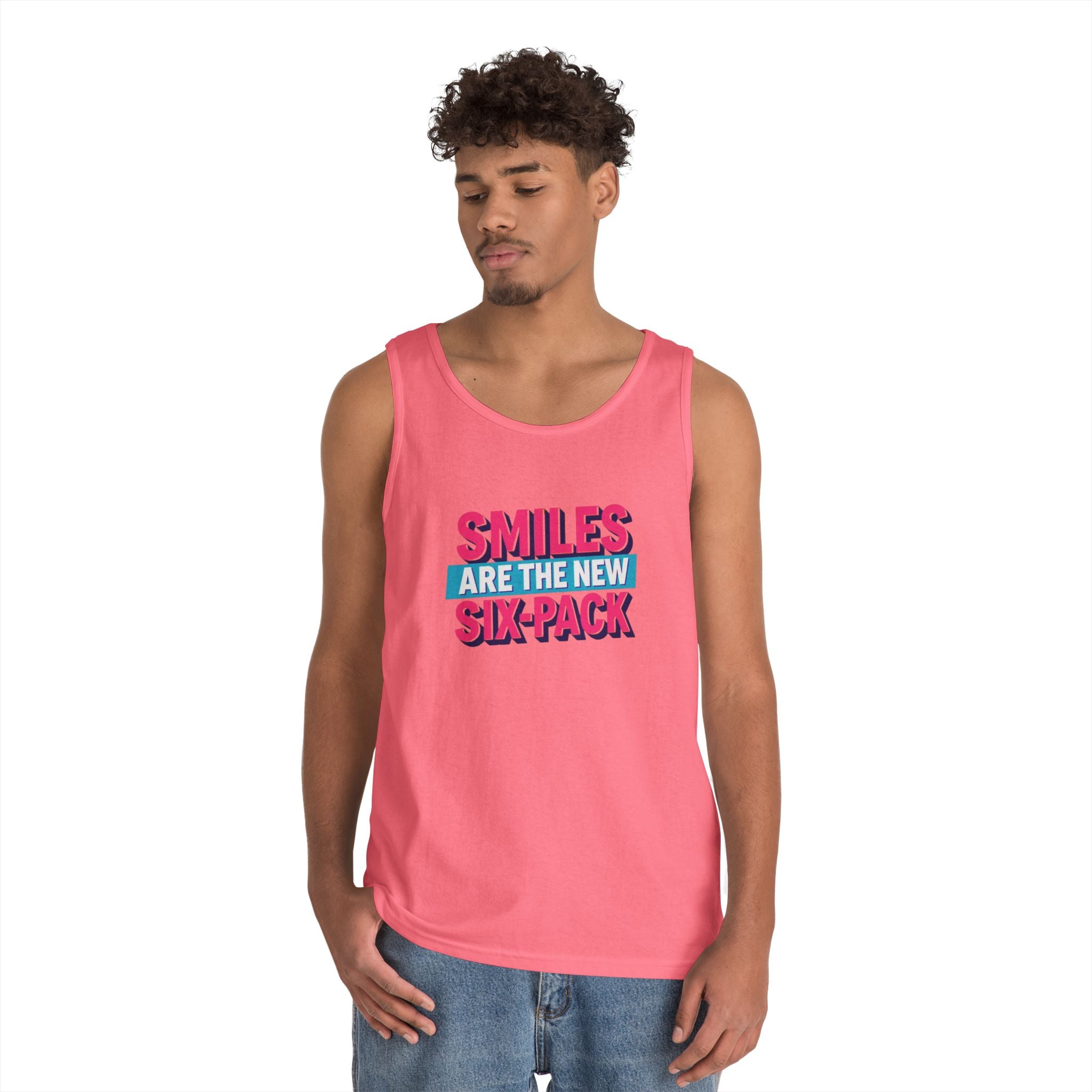 Smiles are the new Six Pack - Unisex Heavy Cotton Tank Top
