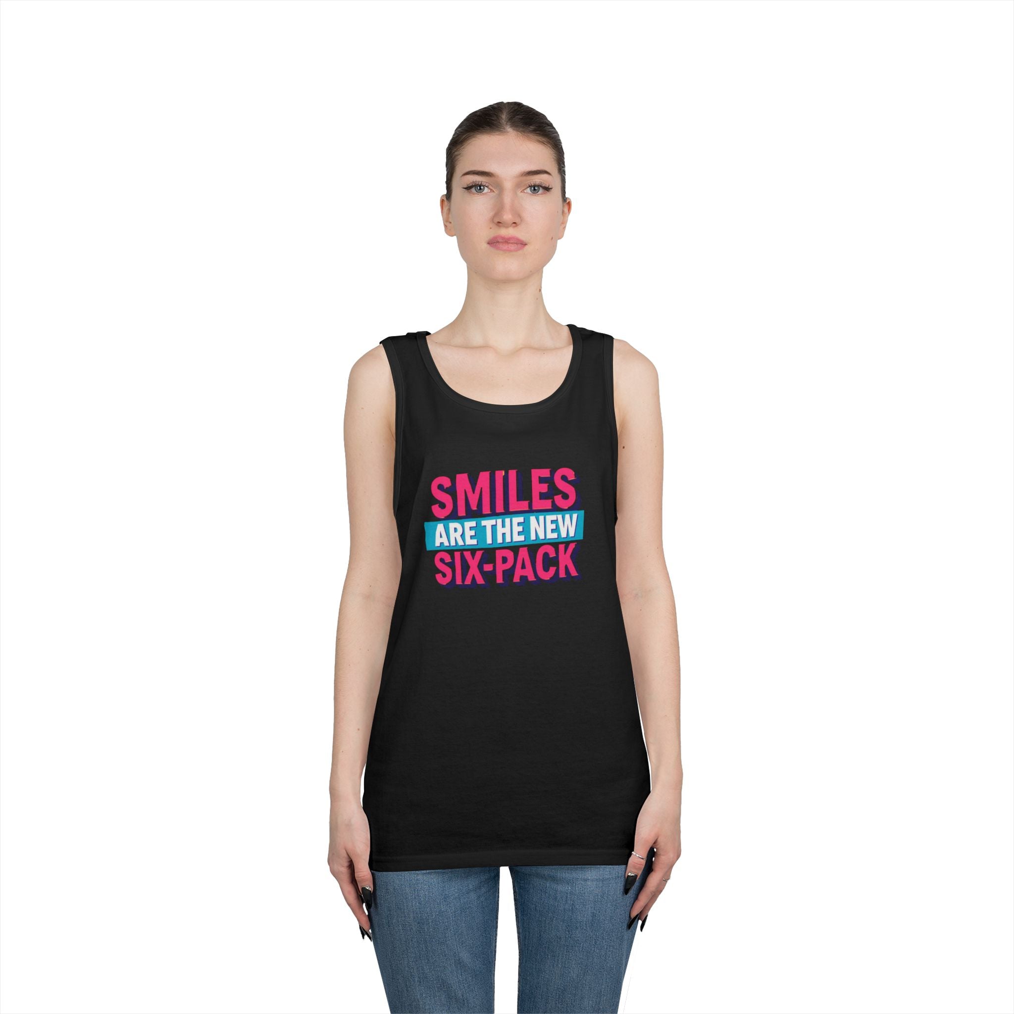 Smiles are the new Six Pack - Unisex Heavy Cotton Tank Top