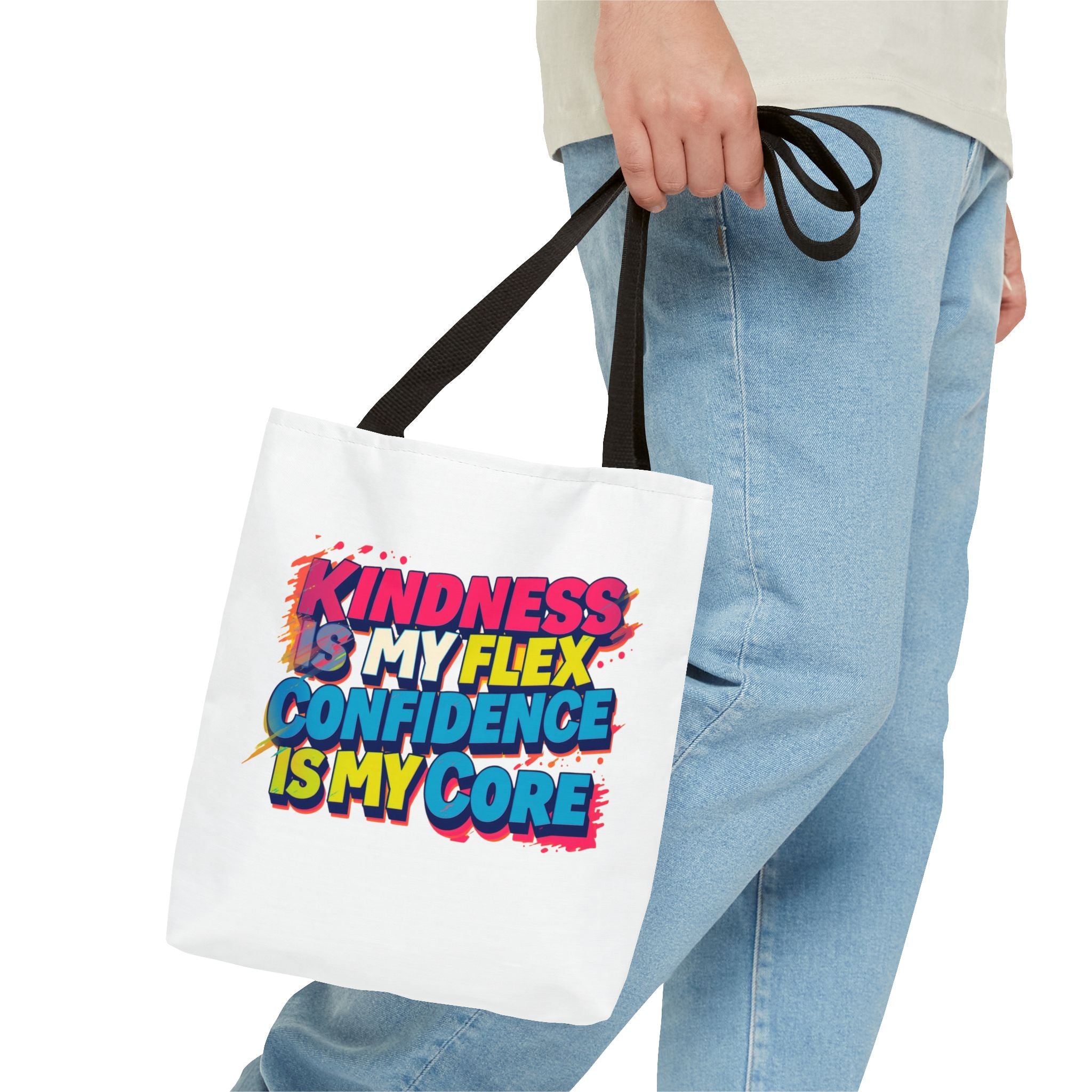 Confidence & Kindness Tote Bag - Motivational AOP Carryall for Every Day, Gift for Friends, Mindfulness, Affirmation, Eco-Friendly