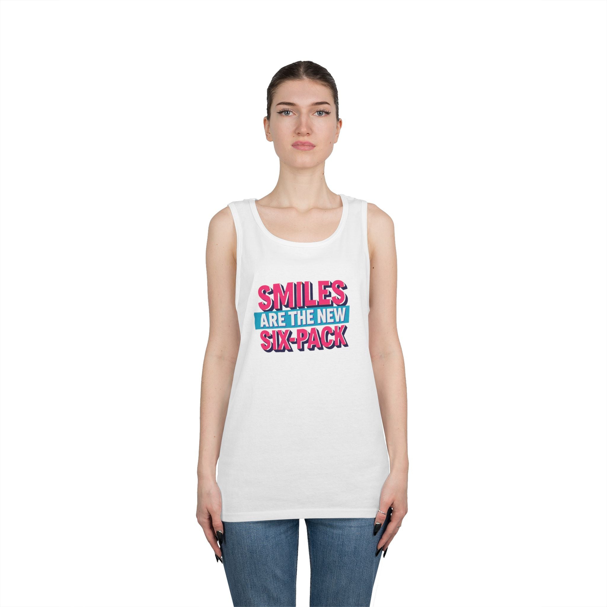 Smiles are the new Six Pack - Unisex Heavy Cotton Tank Top