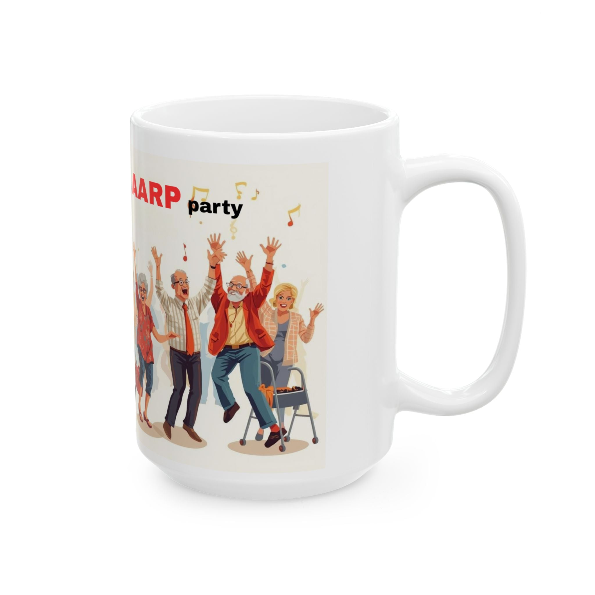 Party-Themed Ceramic Mug, Funny AARP Gift, Celebration Coffee Cup, Aging with Attitude, Retirement Humor Mug, Fun Birthday Present