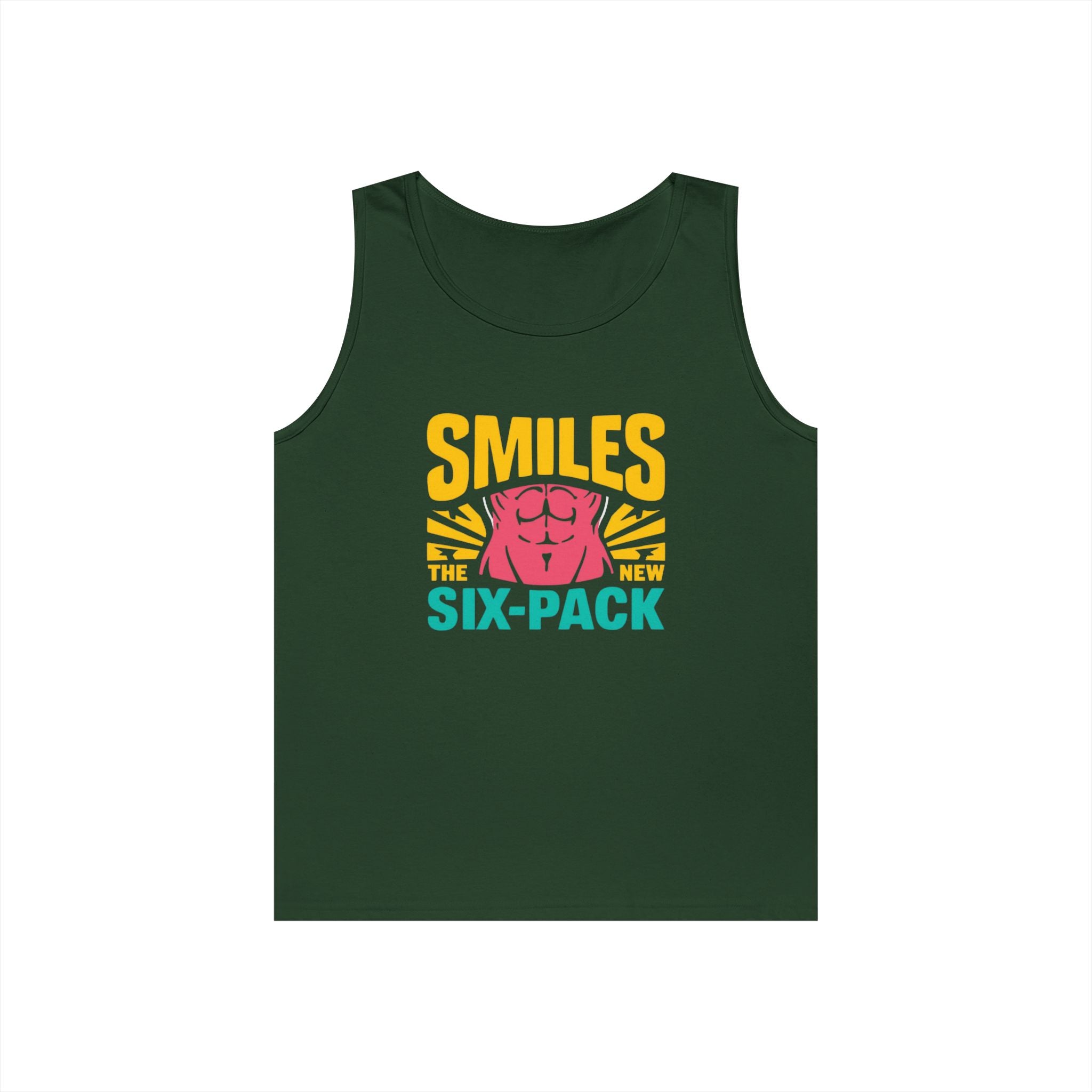 Smiles Six-Pack Cotton Tank Top | Funny Fitness Shirt, Unisex Workout Wear, Casual Summer Top, Gym Gift, Share a Smile Apparel