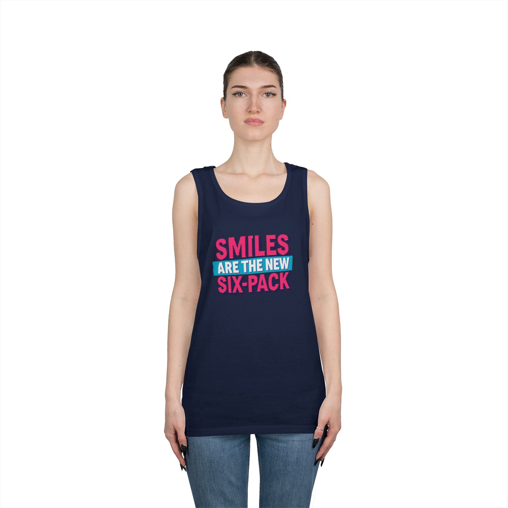 Smiles are the new Six Pack - Unisex Heavy Cotton Tank Top