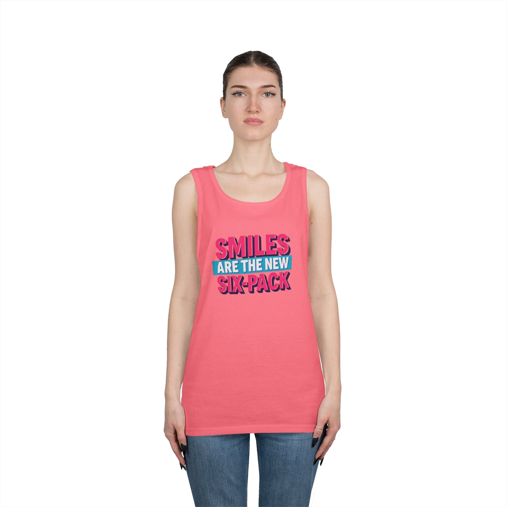 Smiles are the new Six Pack - Unisex Heavy Cotton Tank Top