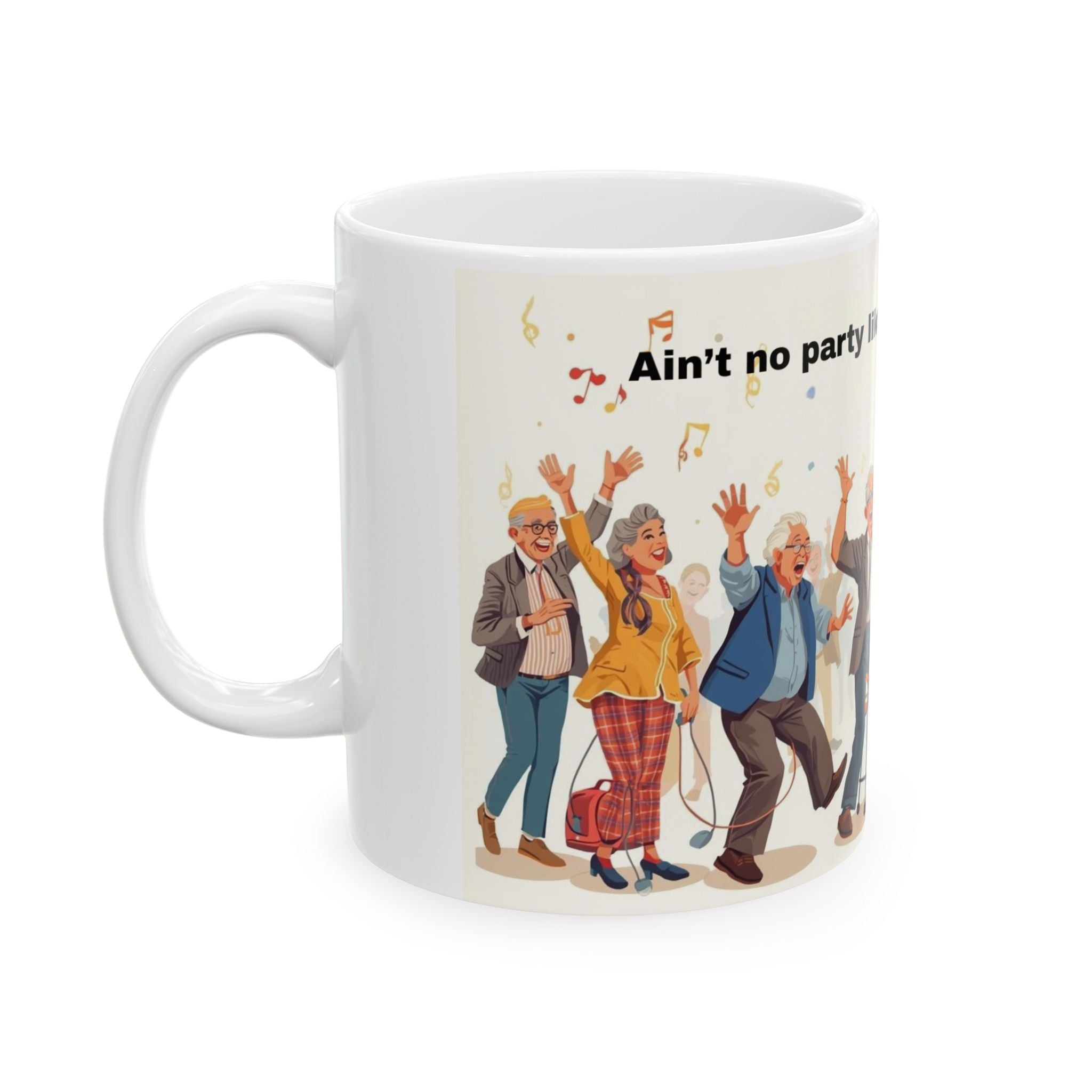 Party-Themed Ceramic Mug, Funny AARP Gift, Celebration Coffee Cup, Aging with Attitude, Retirement Humor Mug, Fun Birthday Present