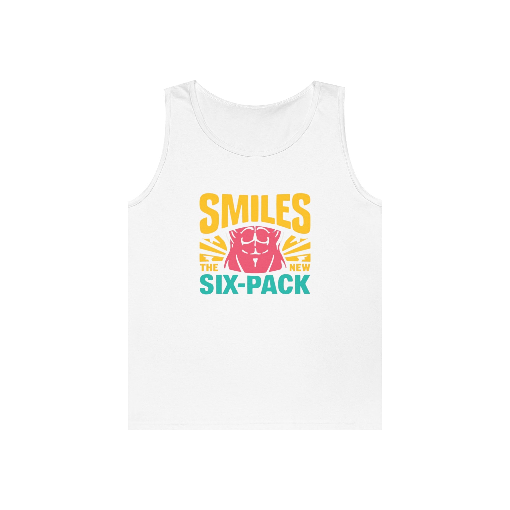 Smiles Six-Pack Cotton Tank Top | Funny Fitness Shirt, Unisex Workout Wear, Casual Summer Top, Gym Gift, Share a Smile Apparel