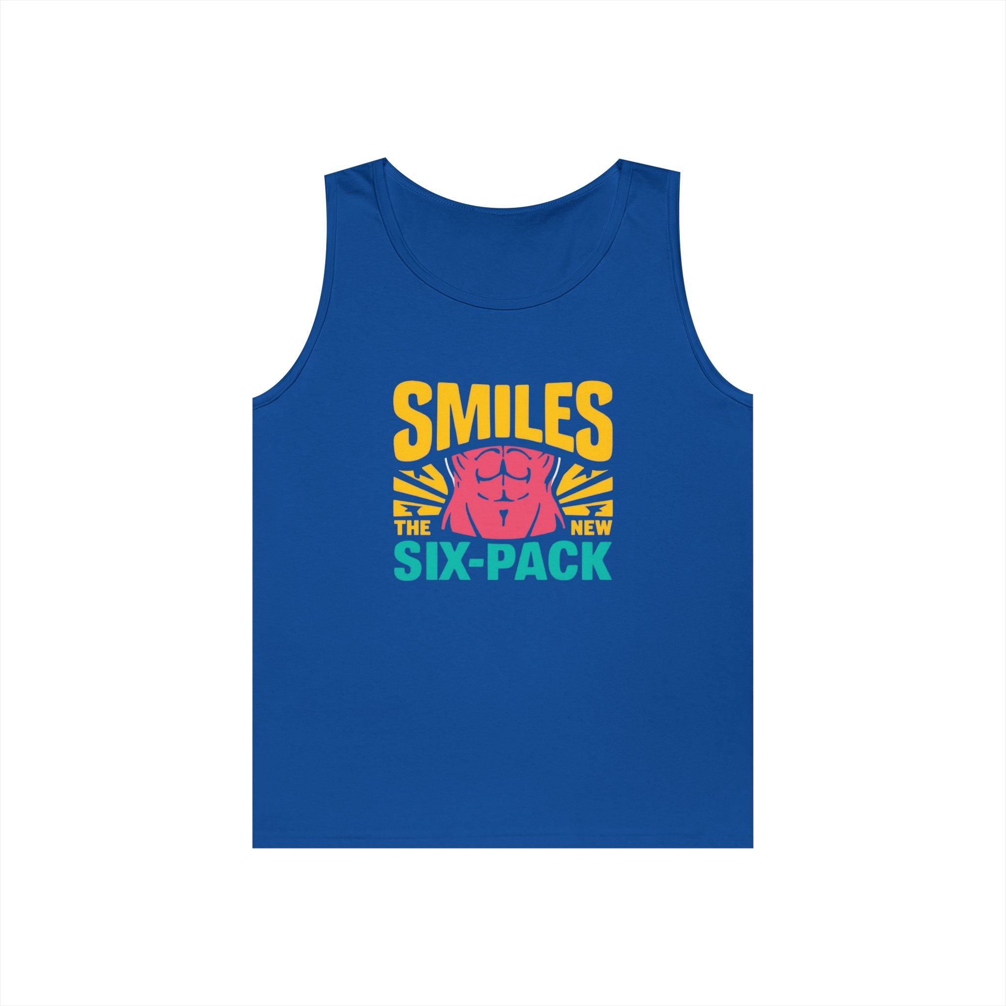 Smiles Six-Pack Cotton Tank Top | Funny Fitness Shirt, Unisex Workout Wear, Casual Summer Top, Gym Gift, Share a Smile Apparel