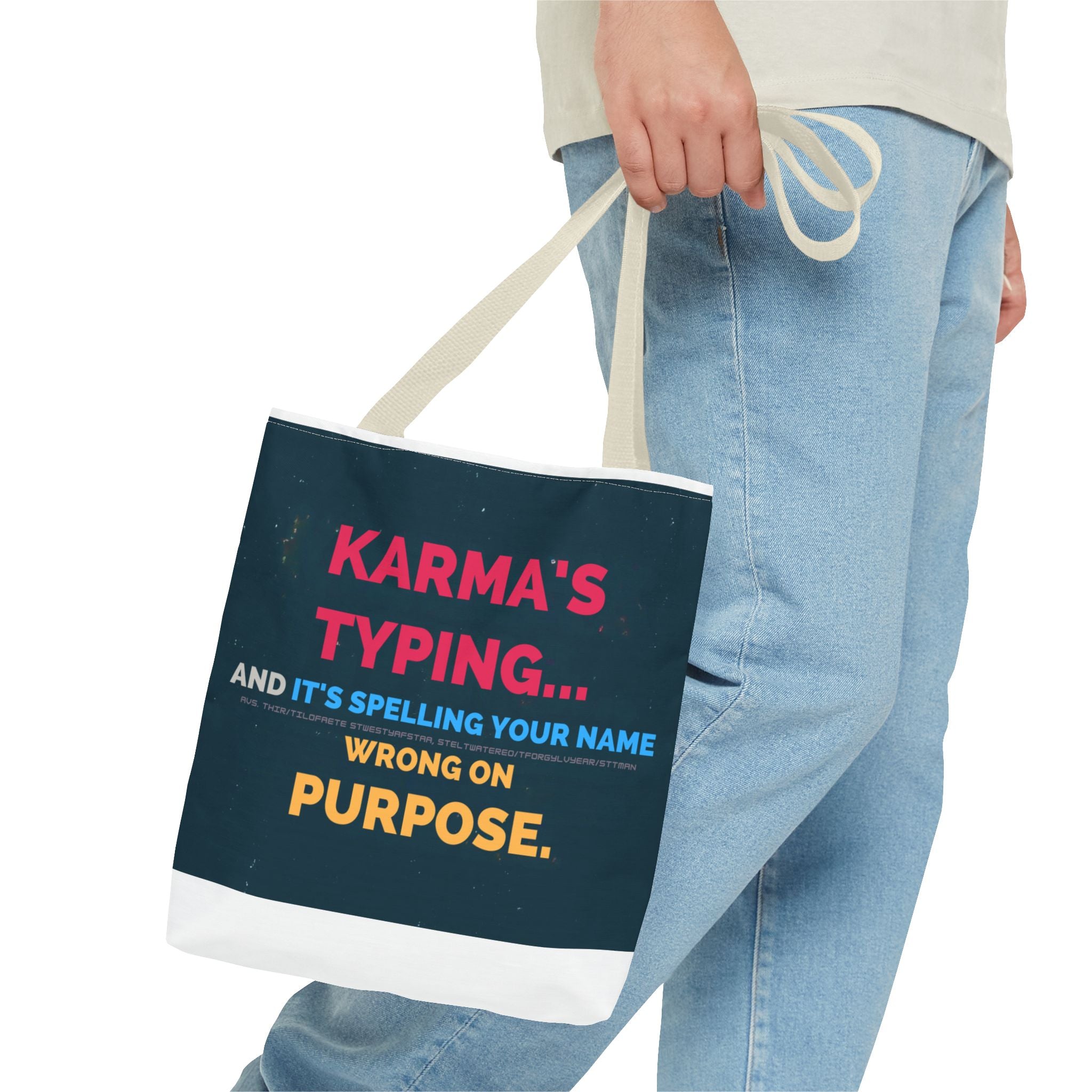 Karma Typing Tote Bag - Fun & Quirky Gift for Friends, Beach, Shopping, Eco-Friendly, Humor, Everyday Use