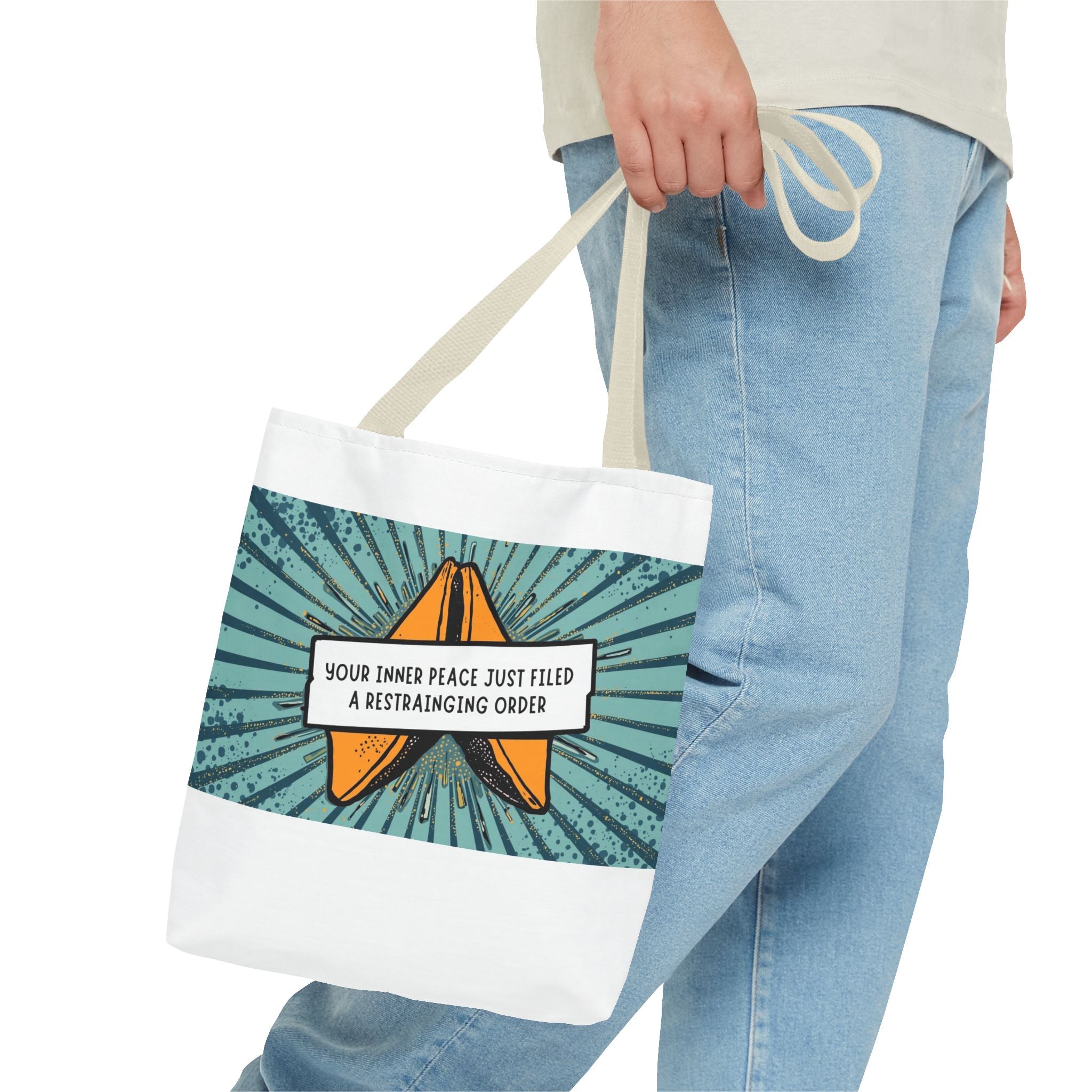 Funny Quote Tote Bag, Humorous Shopping Bag, Gift for Friends, Tote with Restraining Order Theme, Sassy Reusable Bag