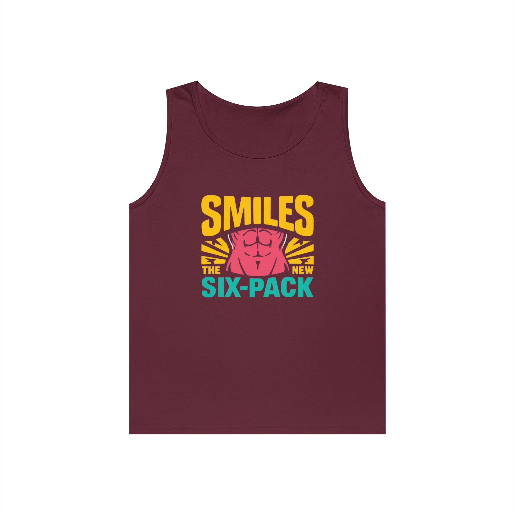 Smiles Six-Pack Cotton Tank Top | Funny Fitness Shirt, Unisex Workout Wear, Casual Summer Top, Gym Gift, Share a Smile Apparel