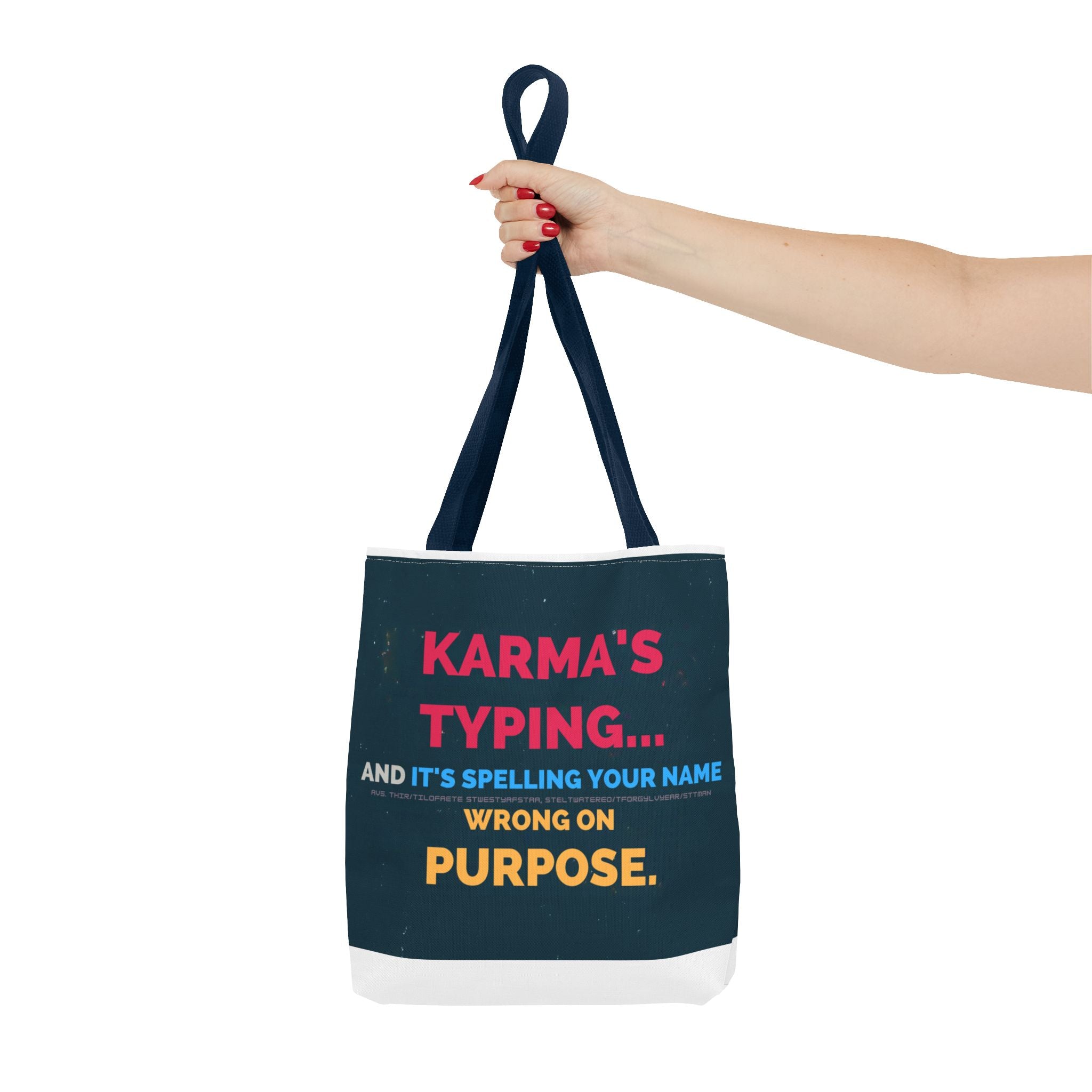 Karma Typing Tote Bag - Fun & Quirky Gift for Friends, Beach, Shopping, Eco-Friendly, Humor, Everyday Use
