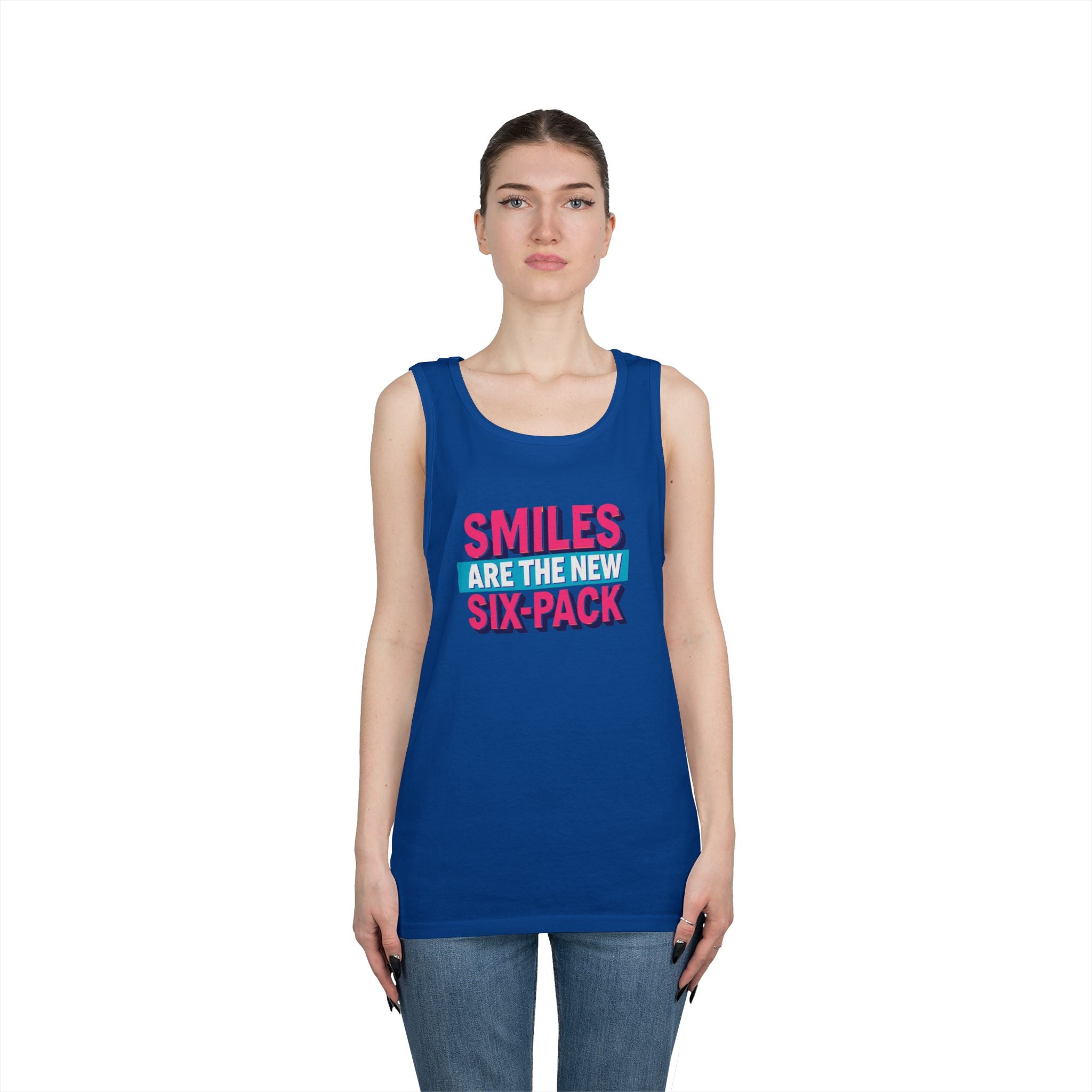 Smiles are the new Six Pack - Unisex Heavy Cotton Tank Top