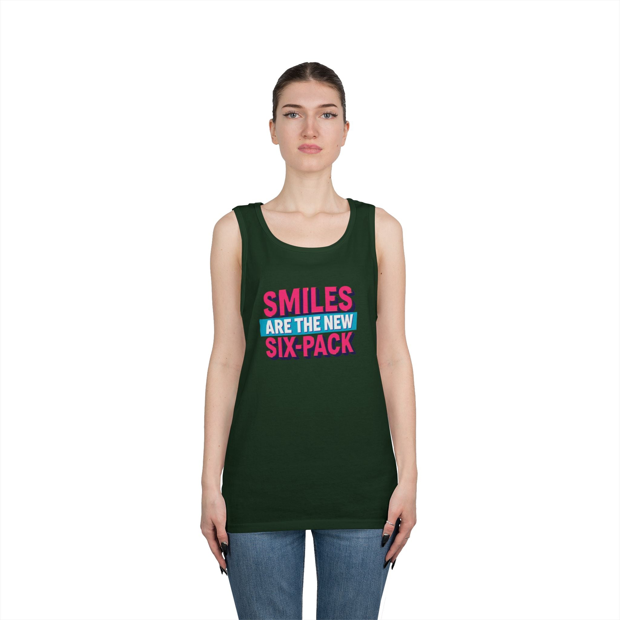 Smiles are the new Six Pack - Unisex Heavy Cotton Tank Top