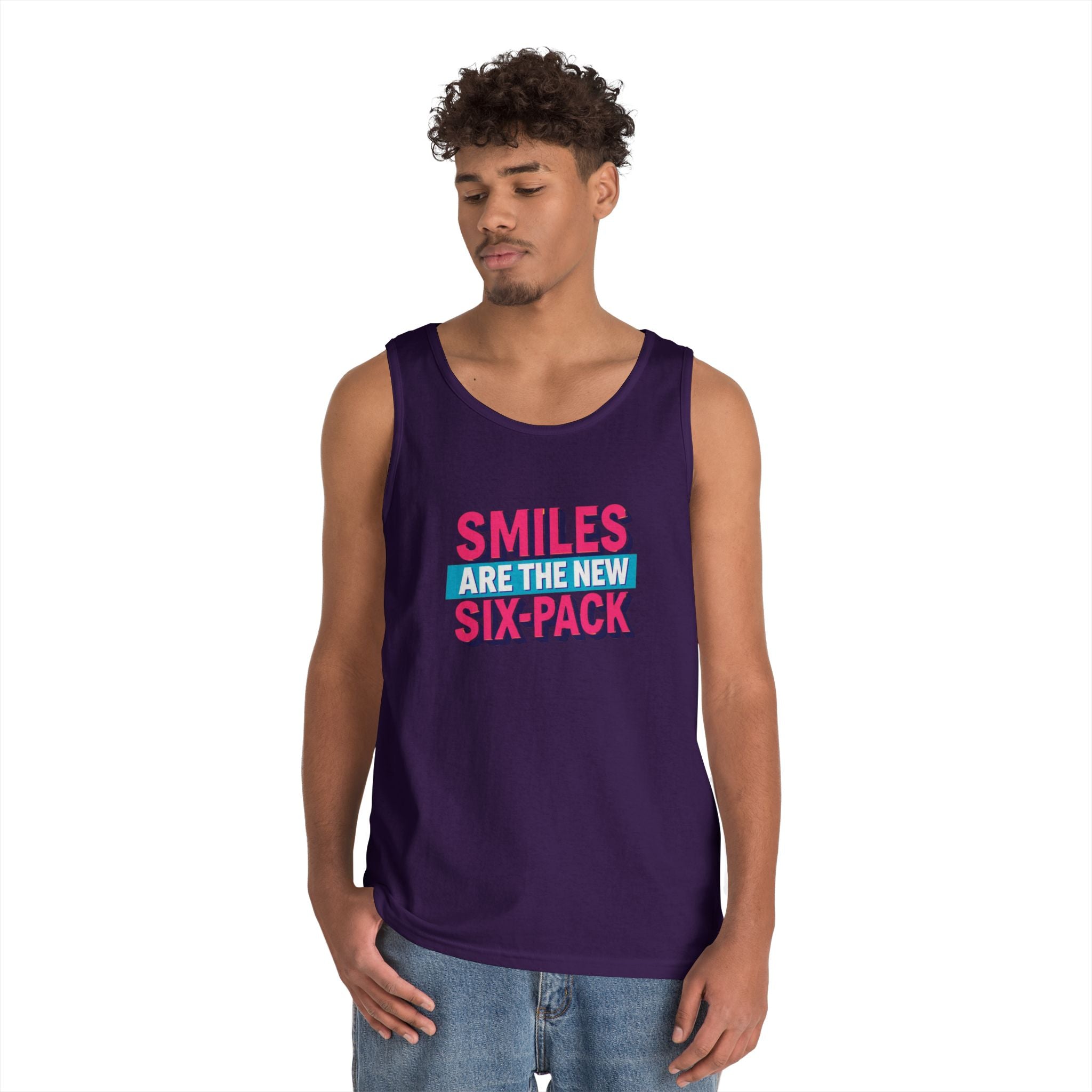 Smiles are the new Six Pack - Unisex Heavy Cotton Tank Top