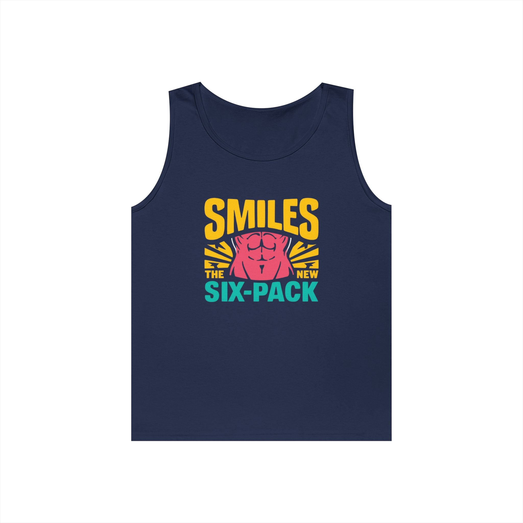 Smiles Six-Pack Cotton Tank Top | Funny Fitness Shirt, Unisex Workout Wear, Casual Summer Top, Gym Gift, Share a Smile Apparel