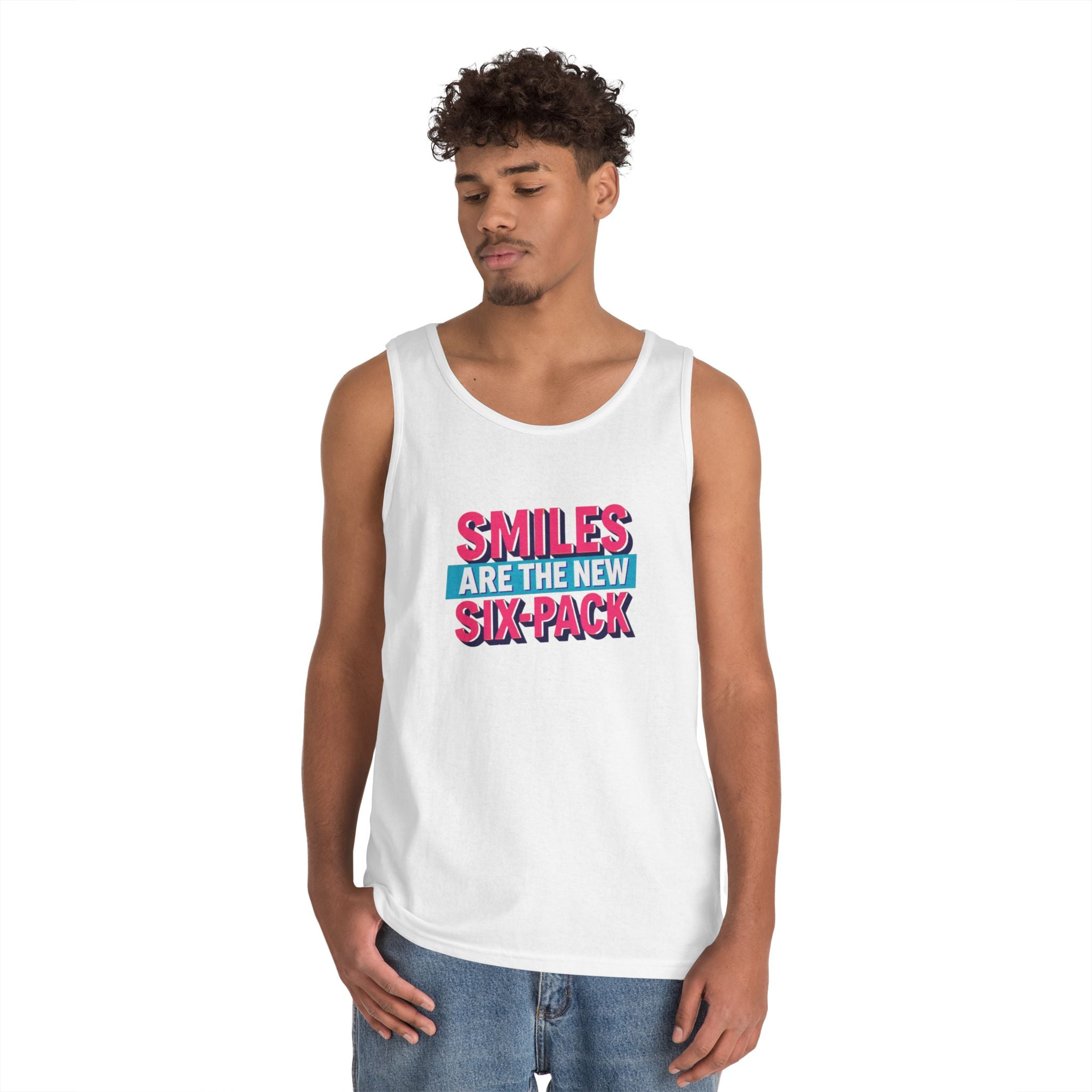 Smiles are the new Six Pack - Unisex Heavy Cotton Tank Top