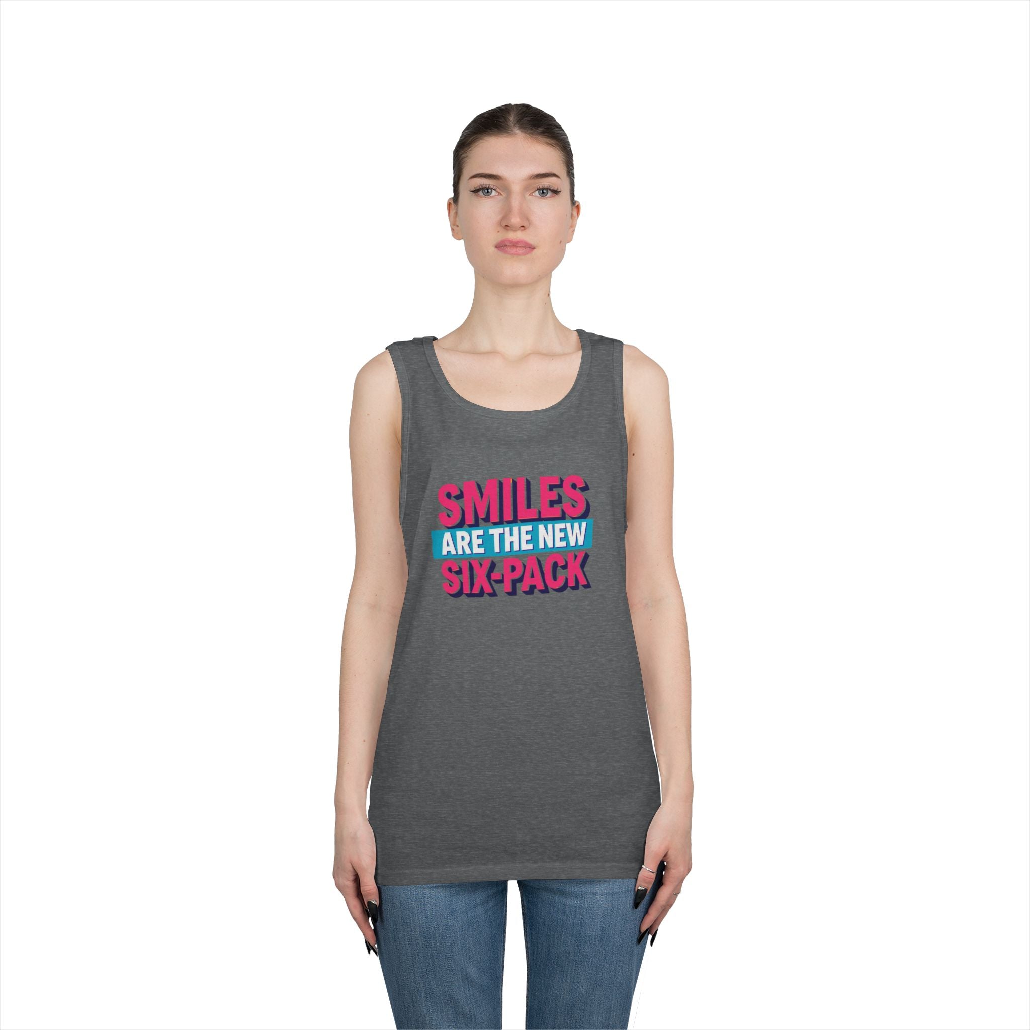 Smiles are the new Six Pack - Unisex Heavy Cotton Tank Top
