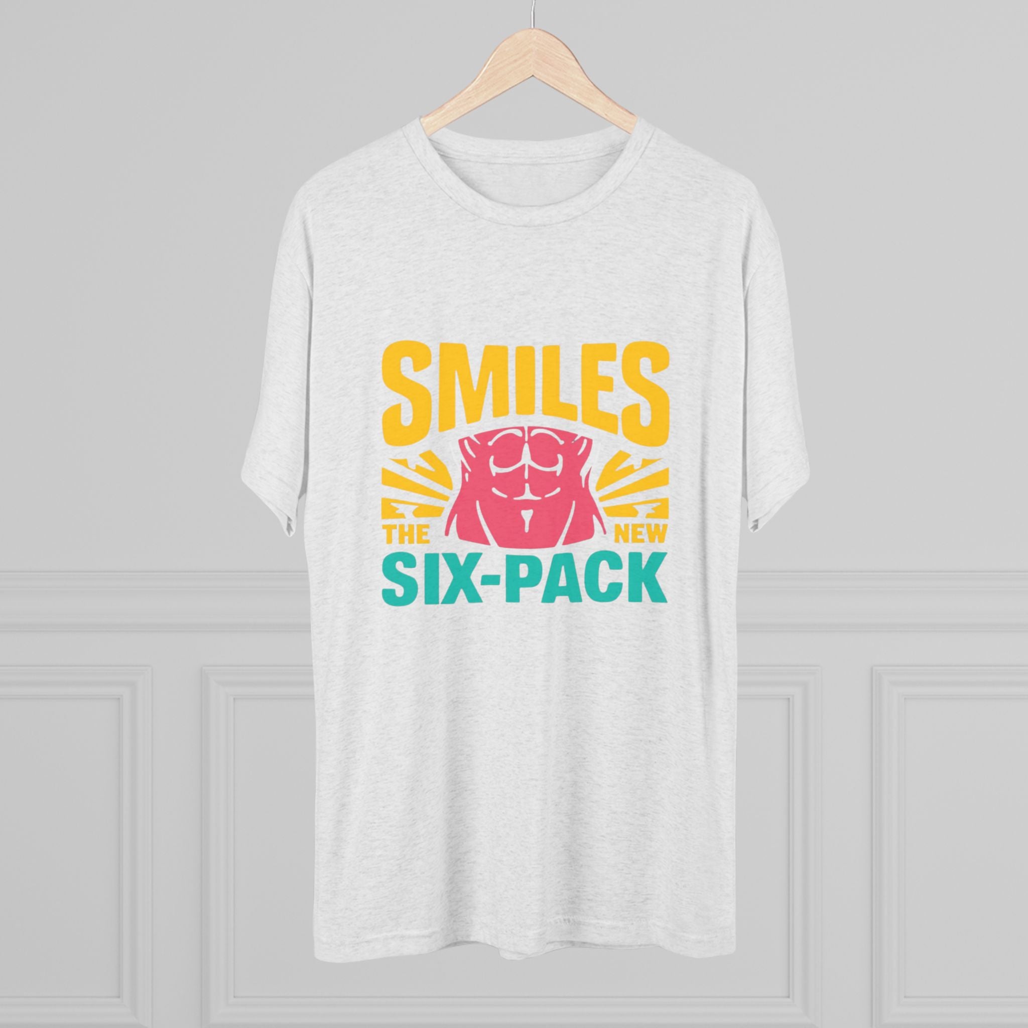 Smiles Six-Pack Tri-Blend Tee - Fun T-Shirt for Fitness Lovers, Workout Motivation, Funny Gift, Casual Wear, Birthday Present