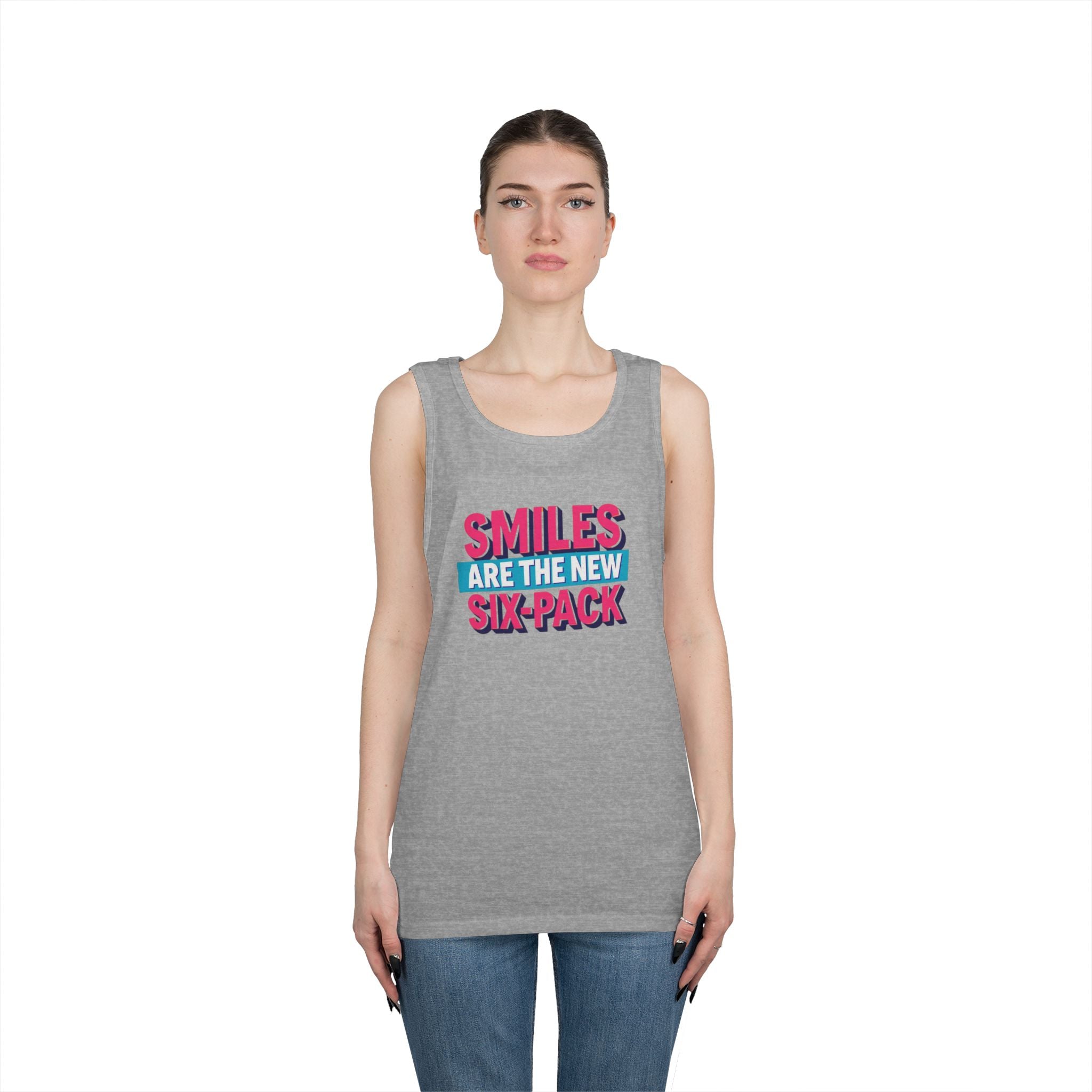 Smiles are the new Six Pack - Unisex Heavy Cotton Tank Top
