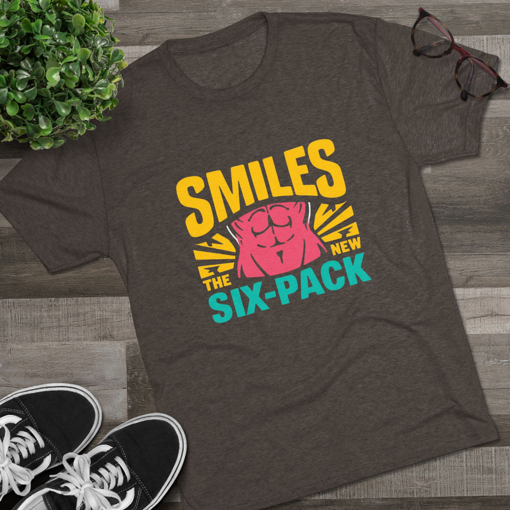 Smiles Six-Pack Tri-Blend Tee - Fun T-Shirt for Fitness Lovers, Workout Motivation, Funny Gift, Casual Wear, Birthday Present