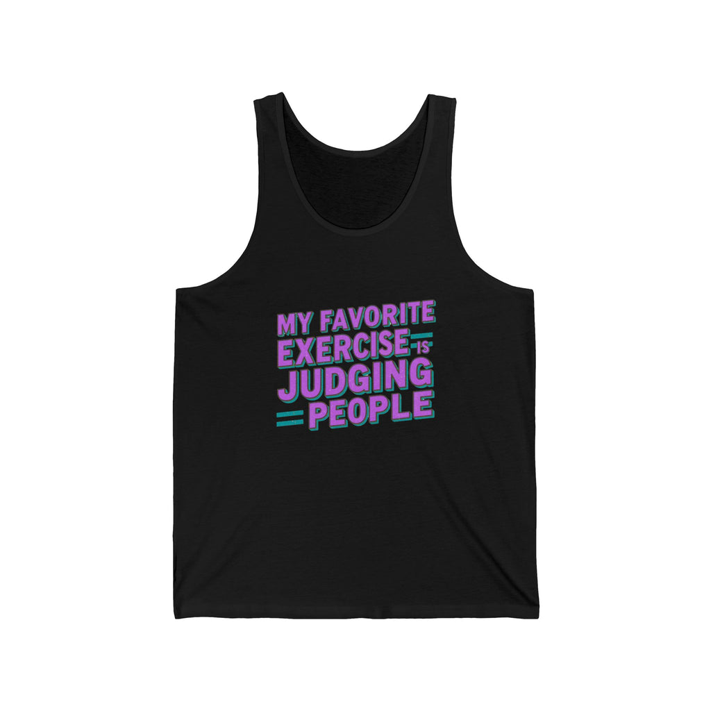 My Favorite Exercise Jersey Tank | Funny Workout Shirt, Gym Gift, Humor Apparel, Summer Wear, Judging People Tank