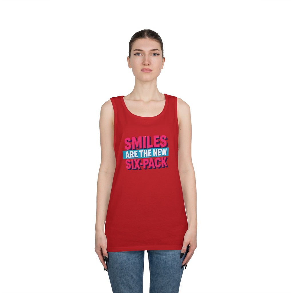 Smiles are the new Six Pack - Unisex Heavy Cotton Tank Top