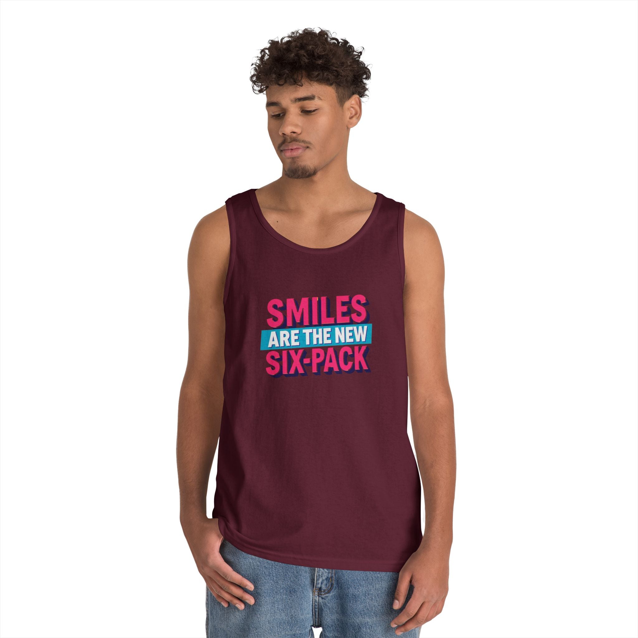 Smiles are the new Six Pack - Unisex Heavy Cotton Tank Top
