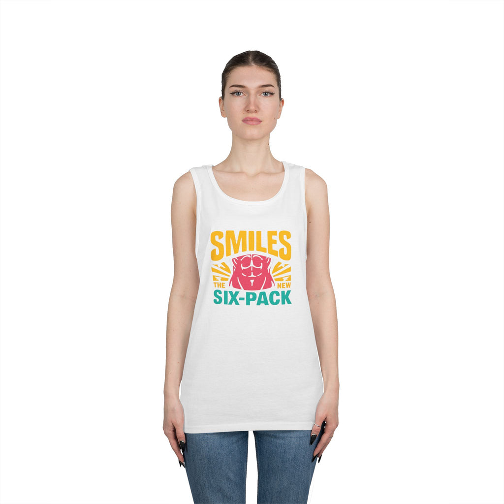 Smiles Six-Pack Cotton Tank Top | Funny Fitness Shirt, Unisex Workout Wear, Casual Summer Top, Gym Gift, Share a Smile Apparel