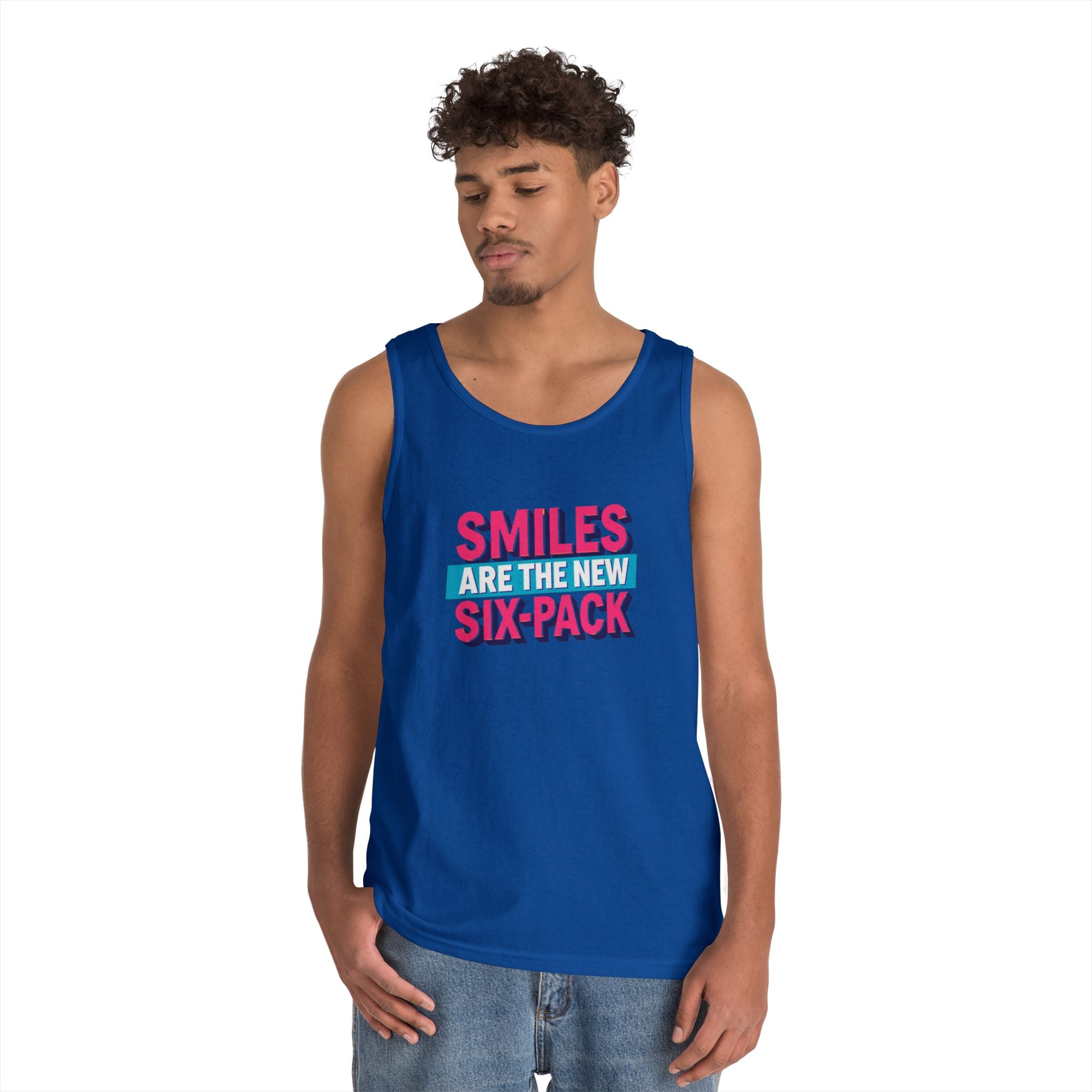 Smiles are the new Six Pack - Unisex Heavy Cotton Tank Top