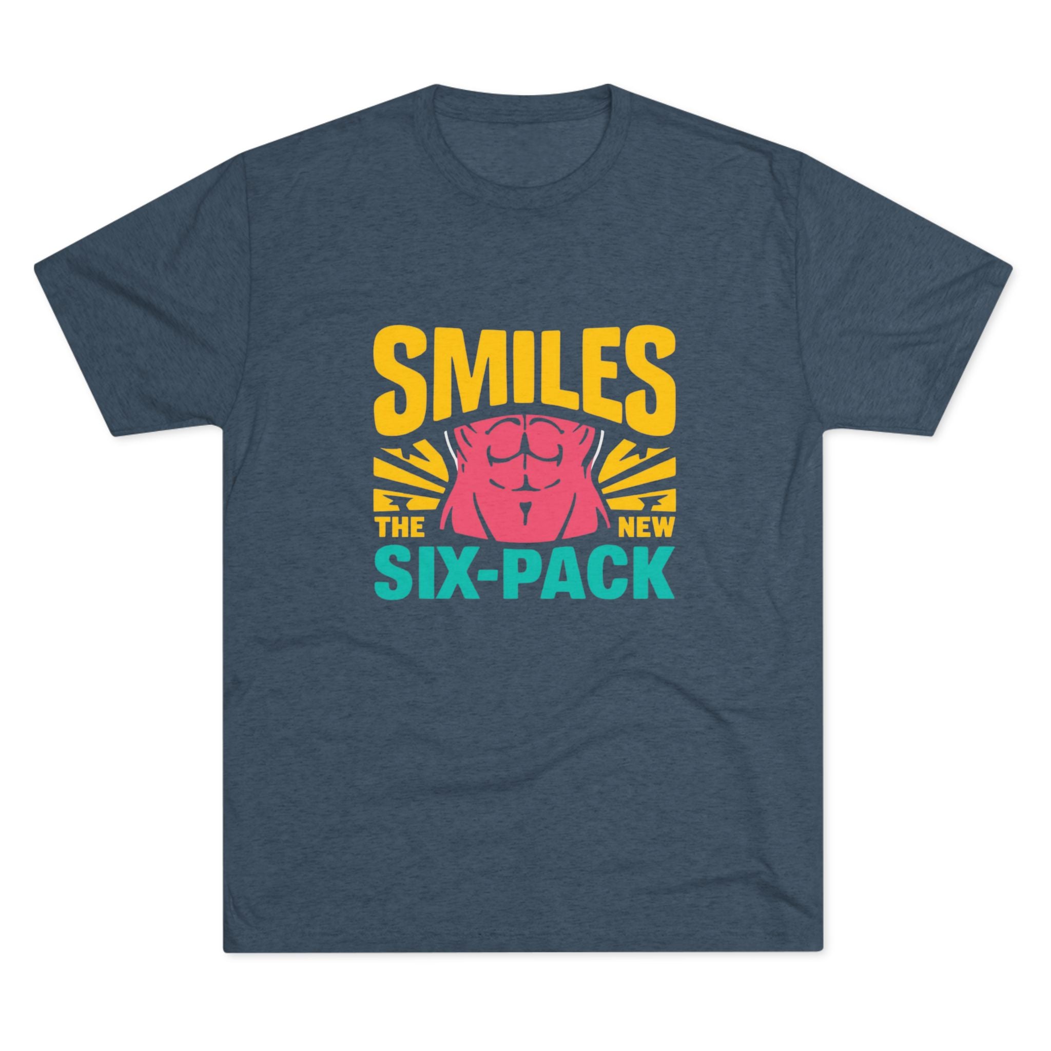 Smiles Six-Pack Tri-Blend Tee - Fun T-Shirt for Fitness Lovers, Workout Motivation, Funny Gift, Casual Wear, Birthday Present