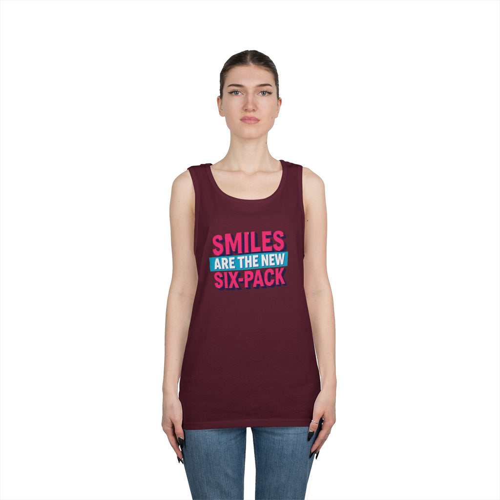 Smiles are the new Six Pack - Unisex Heavy Cotton Tank Top