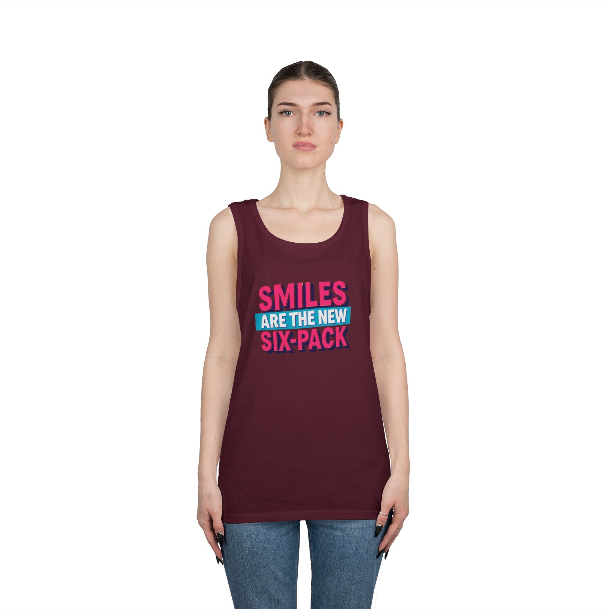 Smiles are the new Six Pack - Unisex Heavy Cotton Tank Top