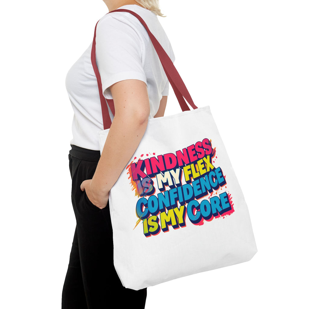 Confidence & Kindness Tote Bag - Motivational AOP Carryall for Every Day, Gift for Friends, Mindfulness, Affirmation, Eco-Friendly